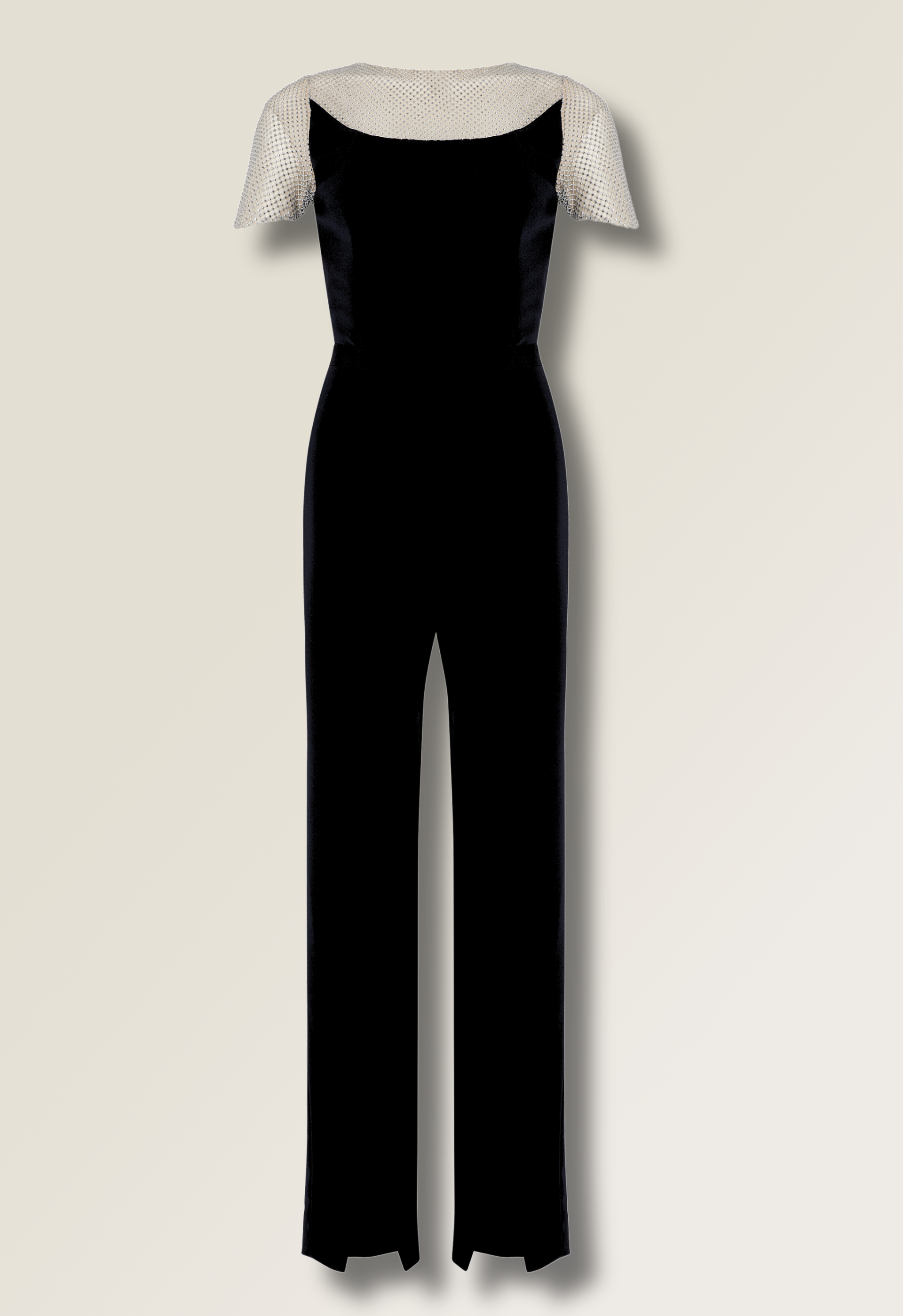 Jumpsuit with rhinestone sleeves