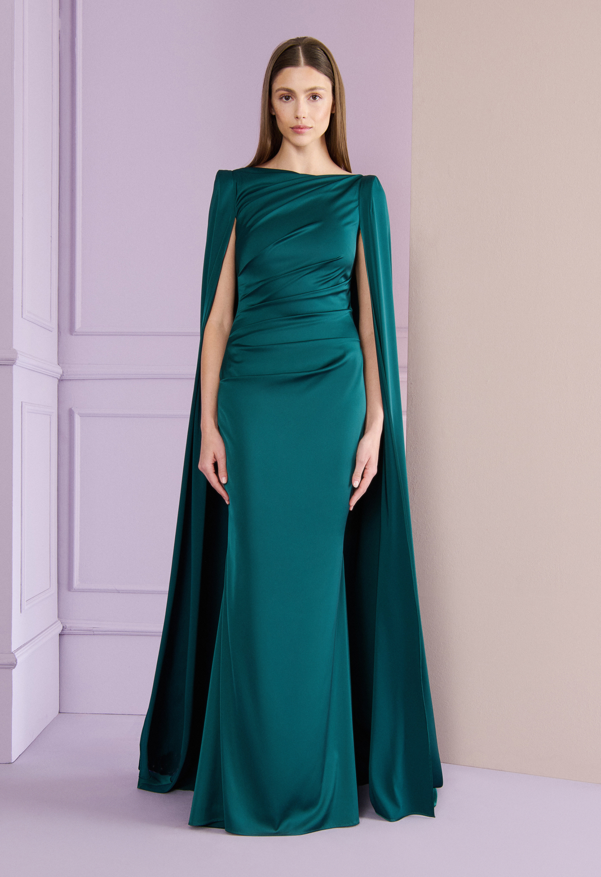 Voile satin gown