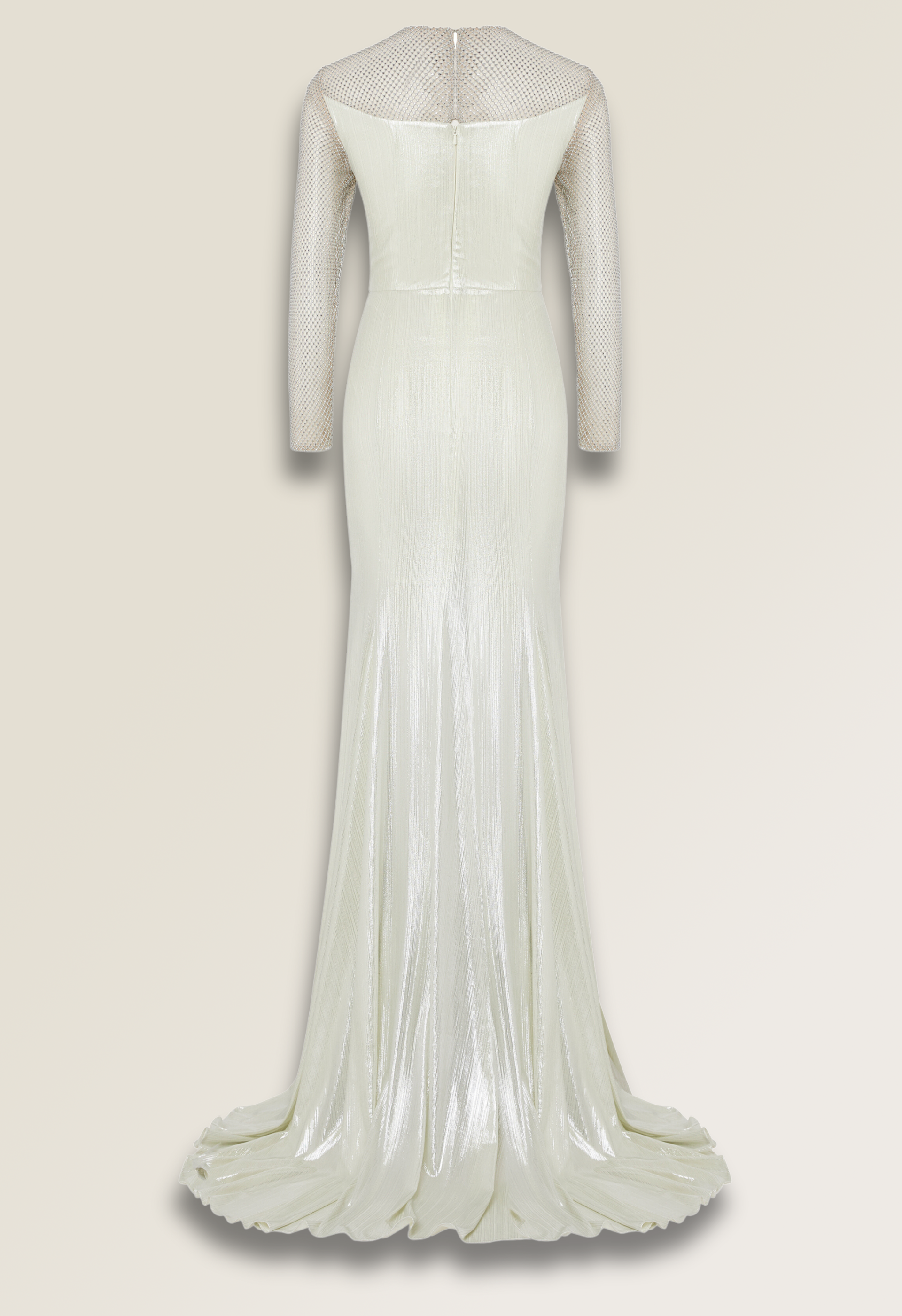 Silver dress with netted sleeves