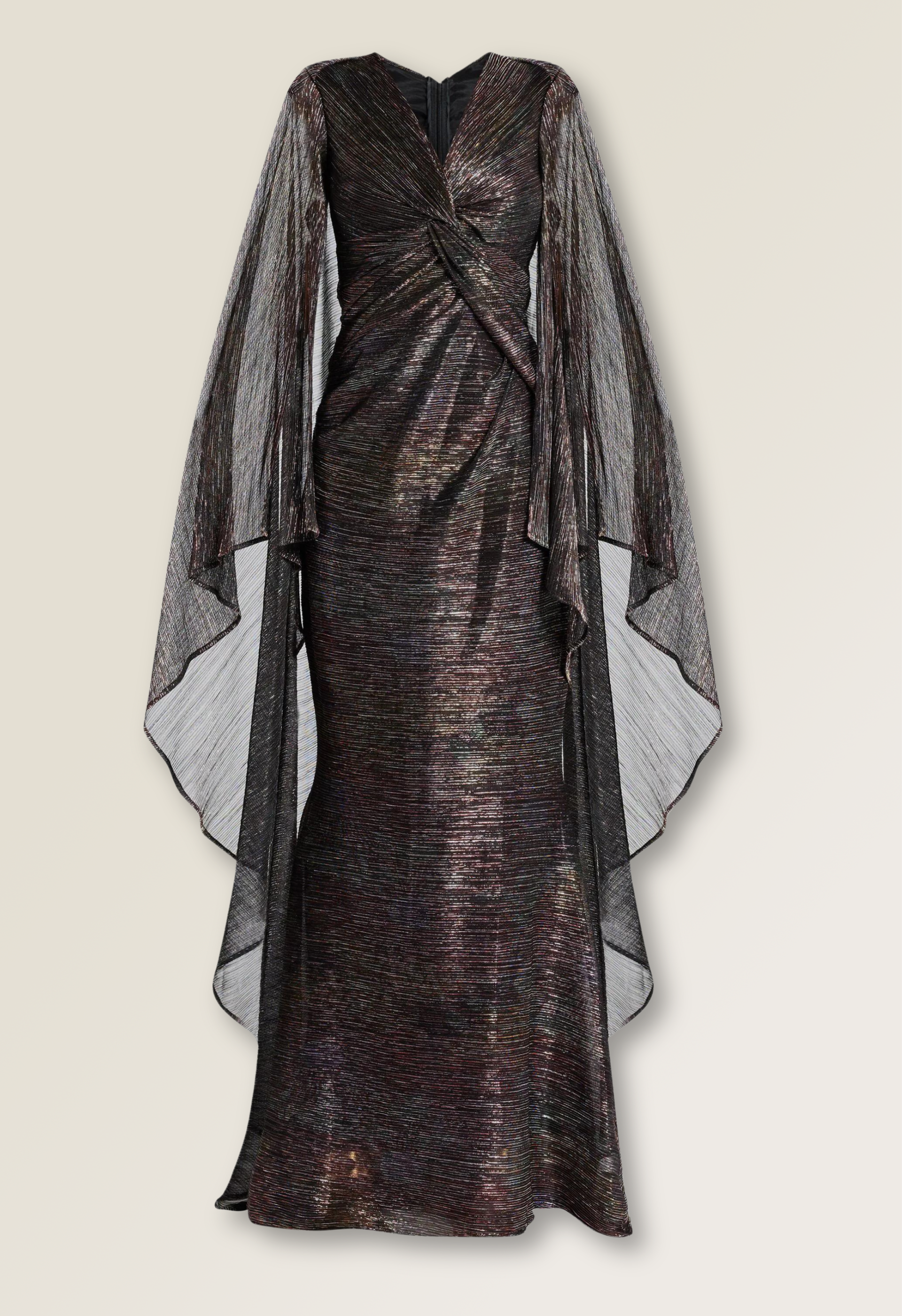 Mystery metallic voile gown