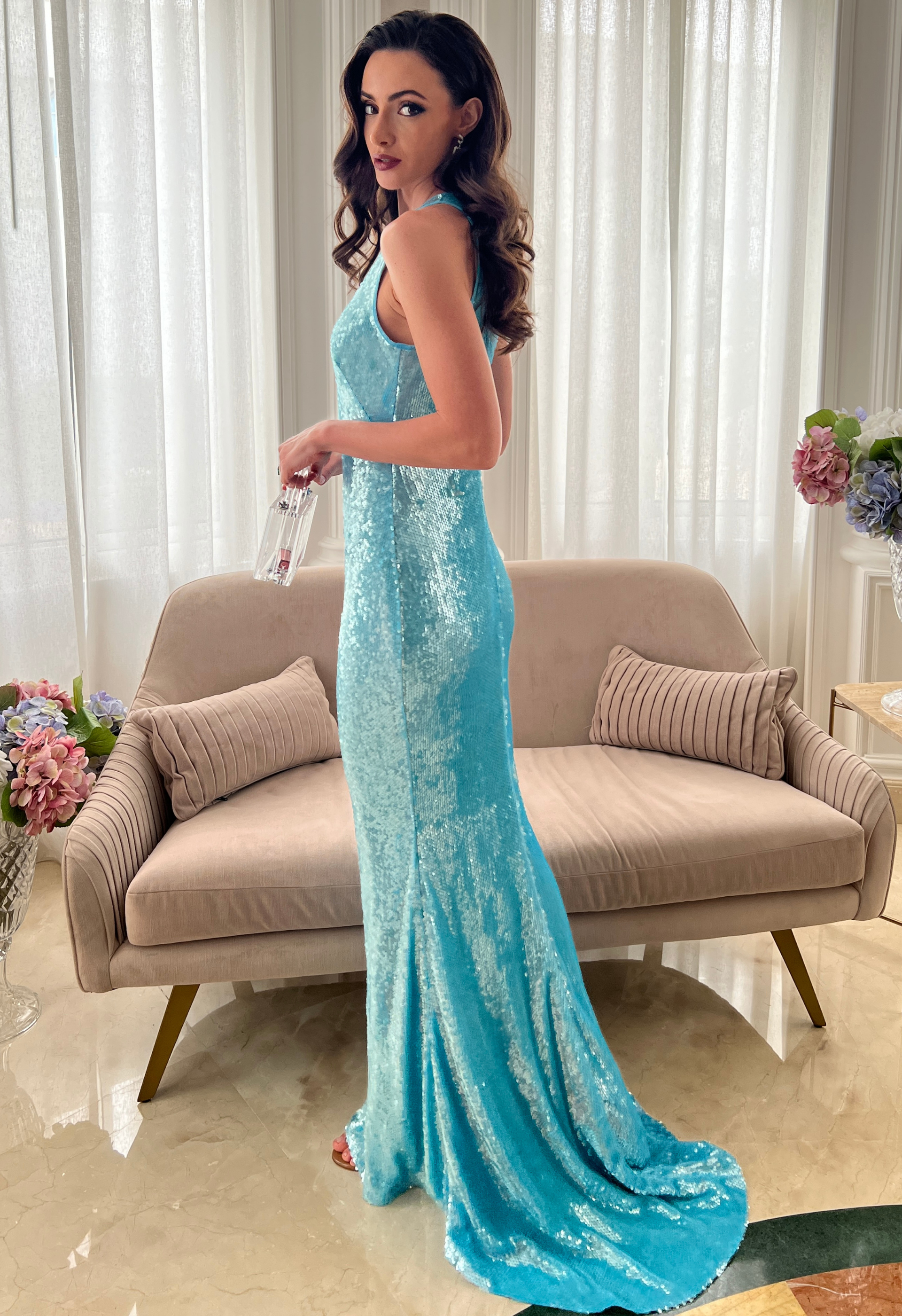 Long dress in sequins