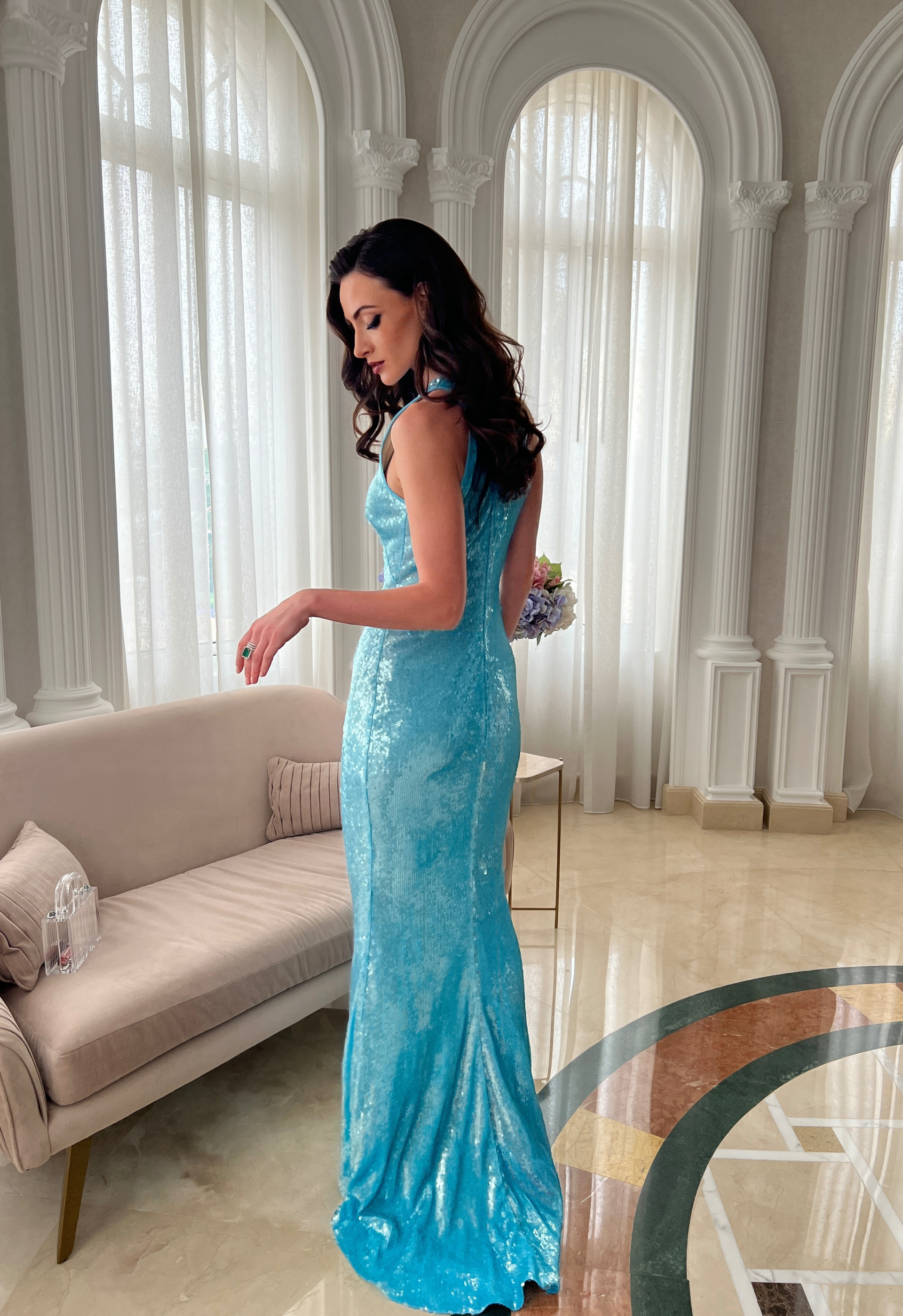 Long dress in sequins