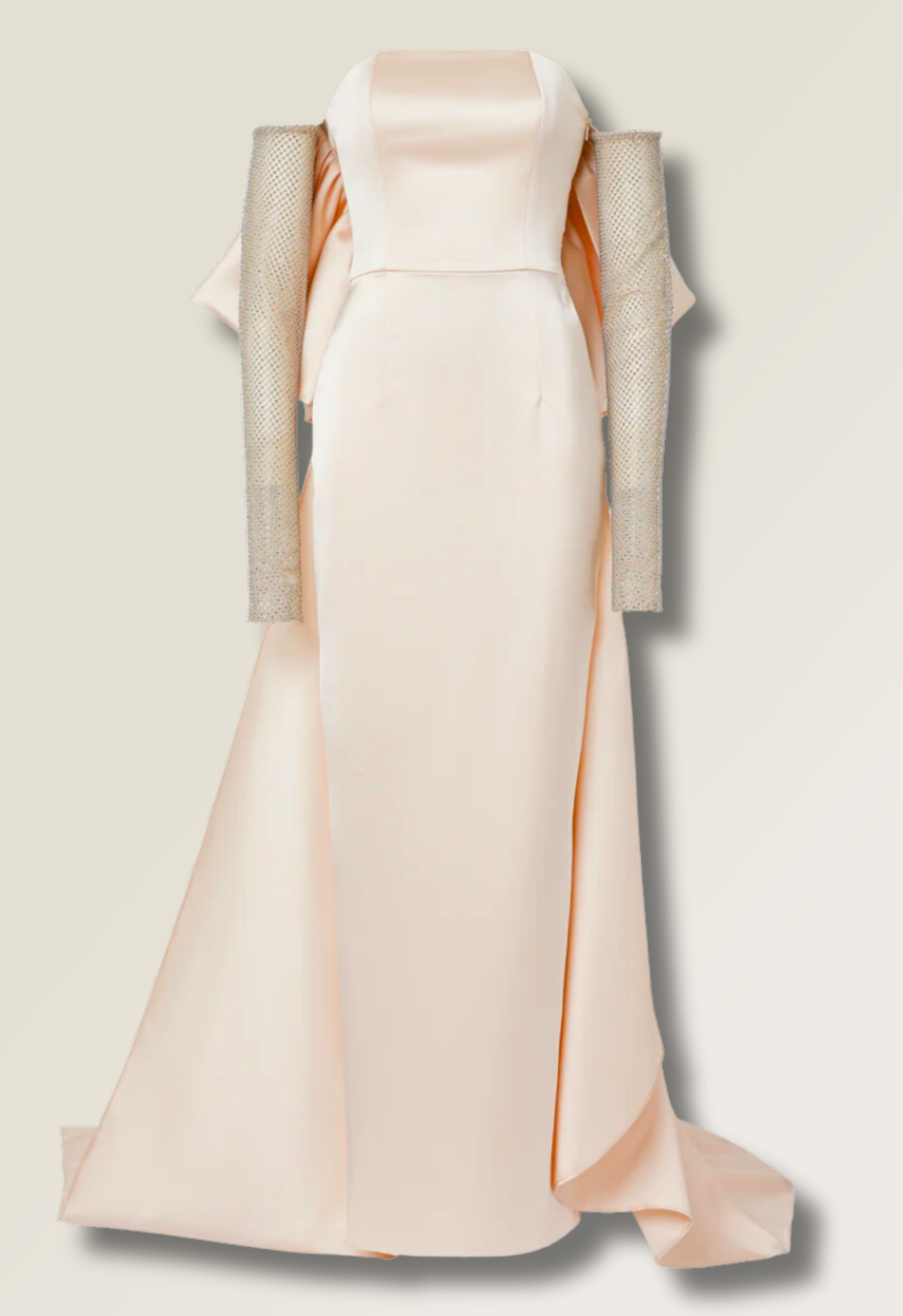 Gown with rhinestone sleeves