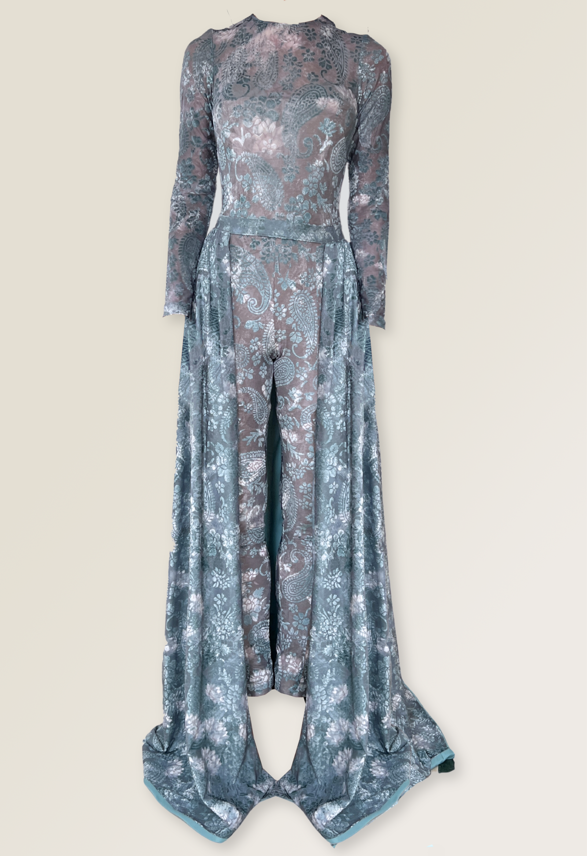 Jumpsuit with overskirt in burnout velvet