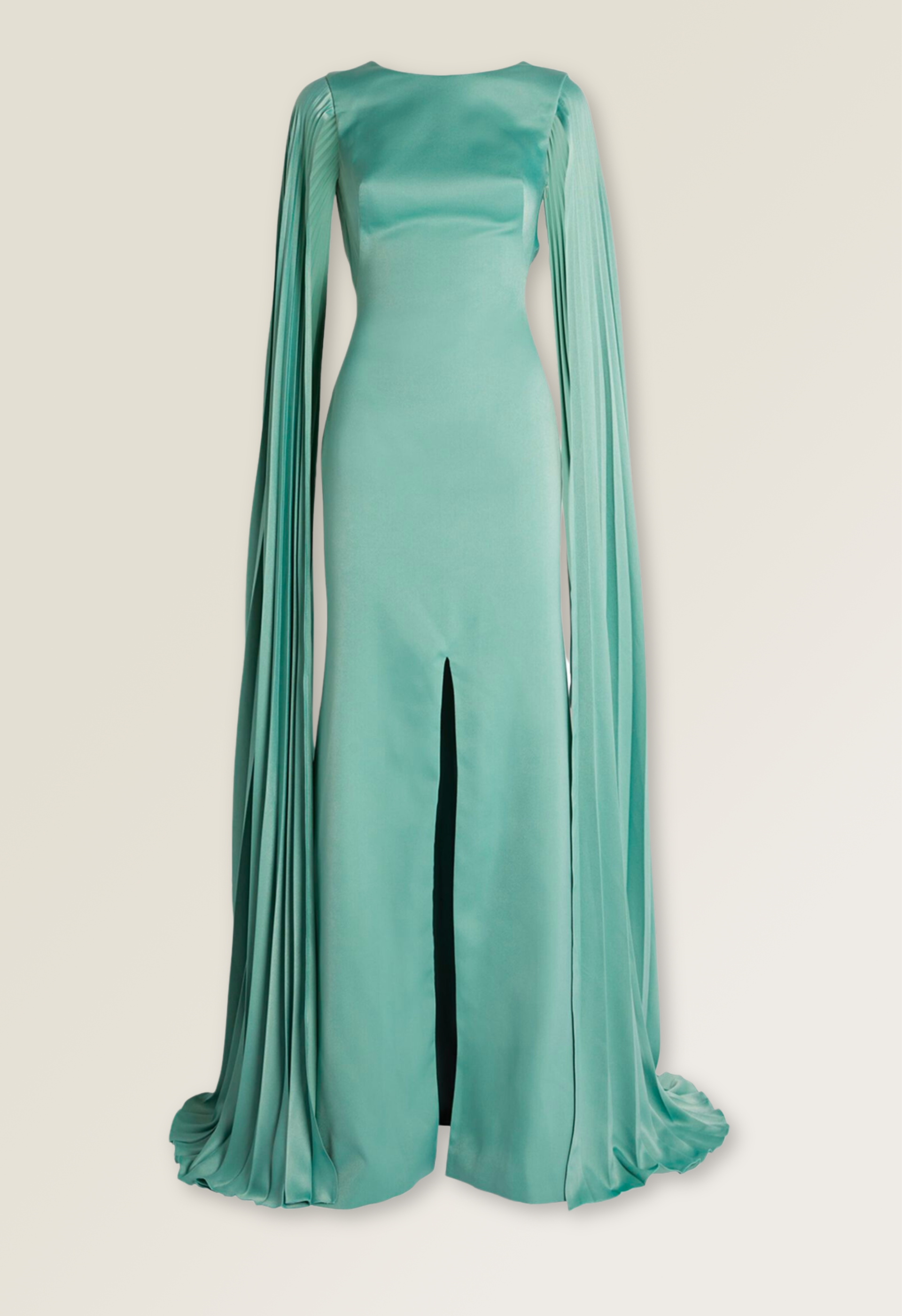 فستان طويل بأكمام مطوية