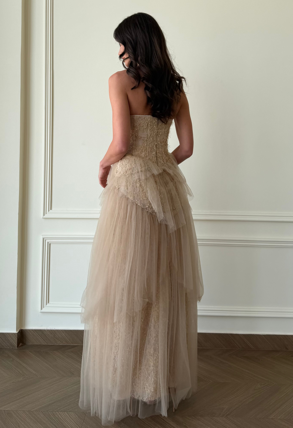 Champagne Etoile Gown with Cape