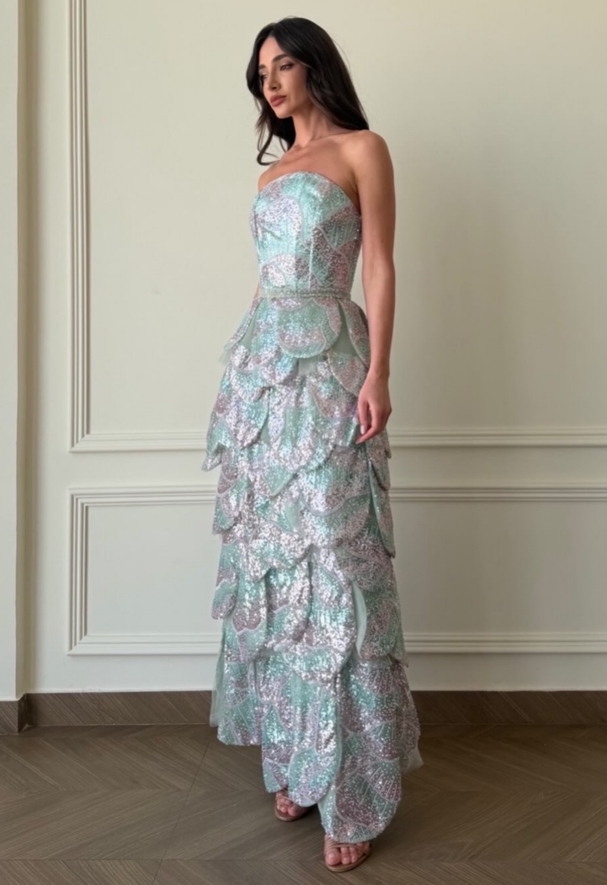 Aqua Celestia Ruffle Gown – Ortensia