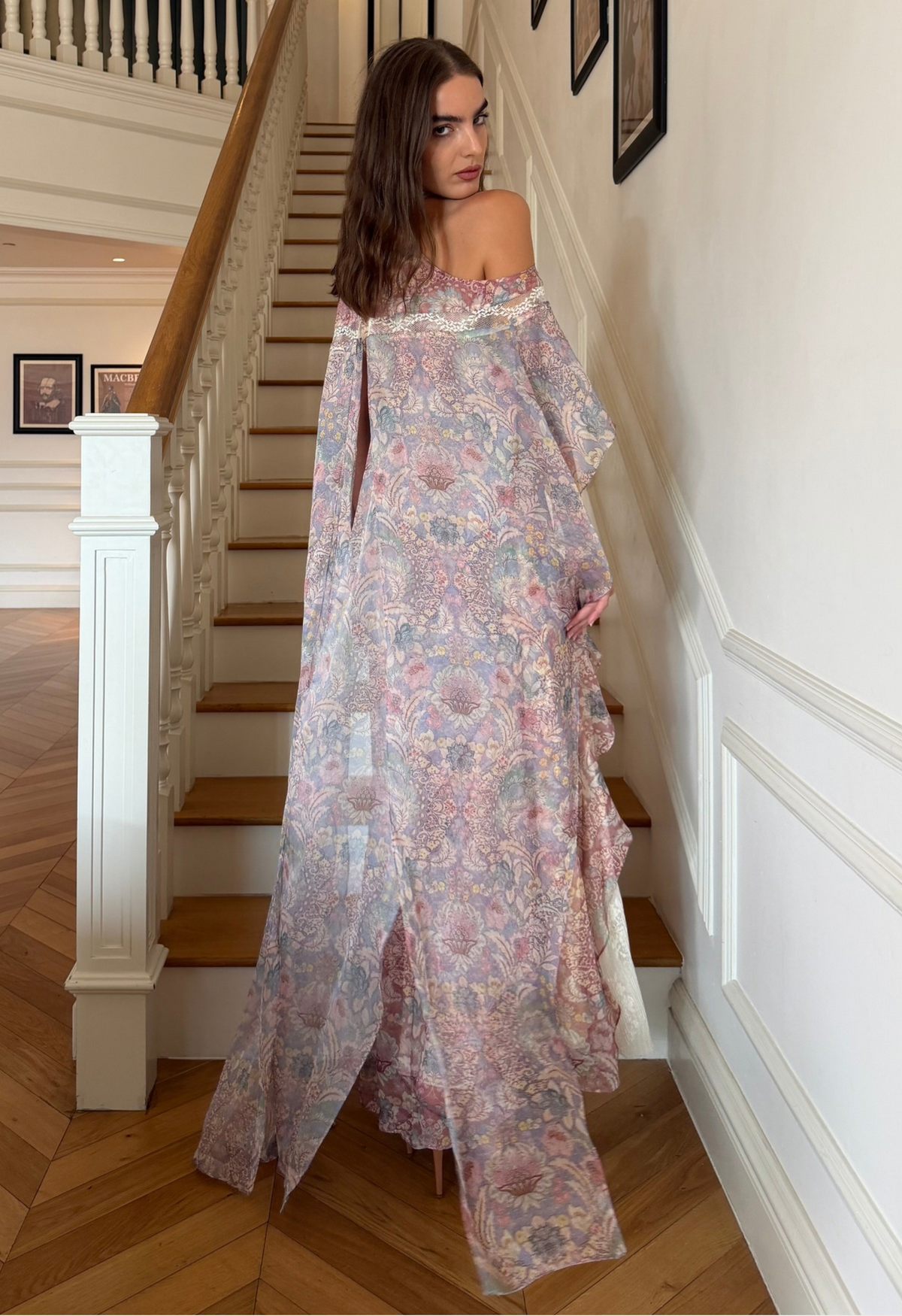 Baroque Halter Maxi Dress in Red Ochre