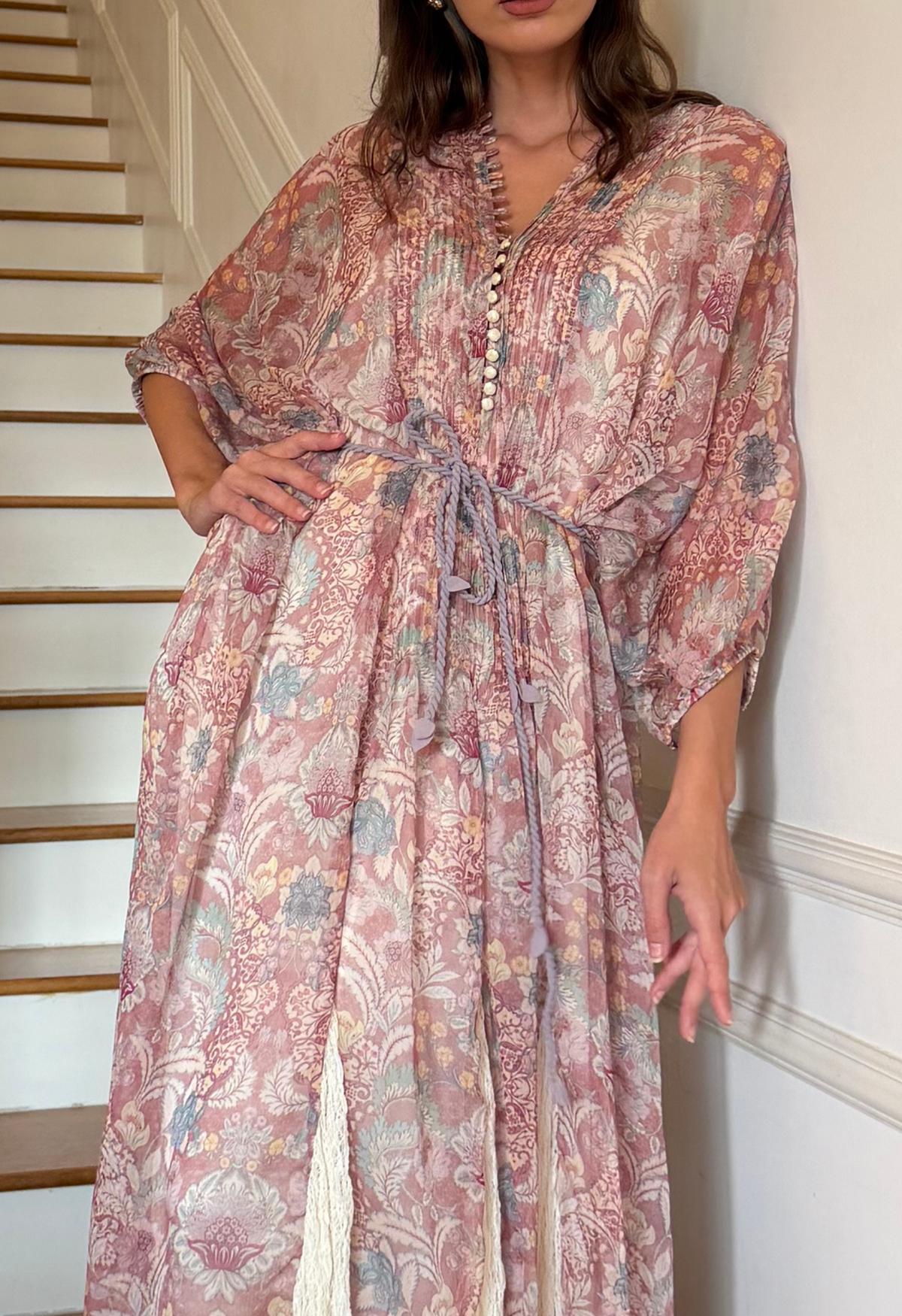 Smoke V-neck Maxi Dress in Red Ochre
