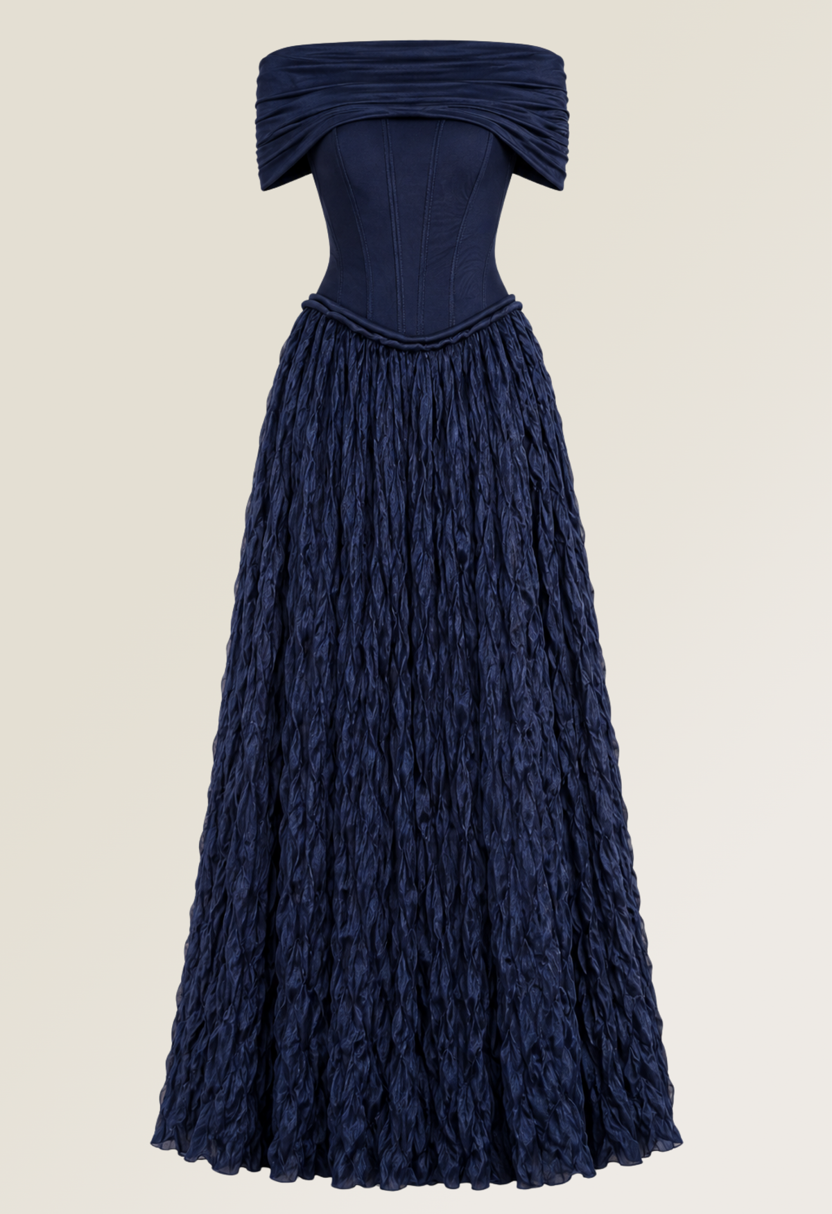 Off-Shoulder Corset Textured Dress