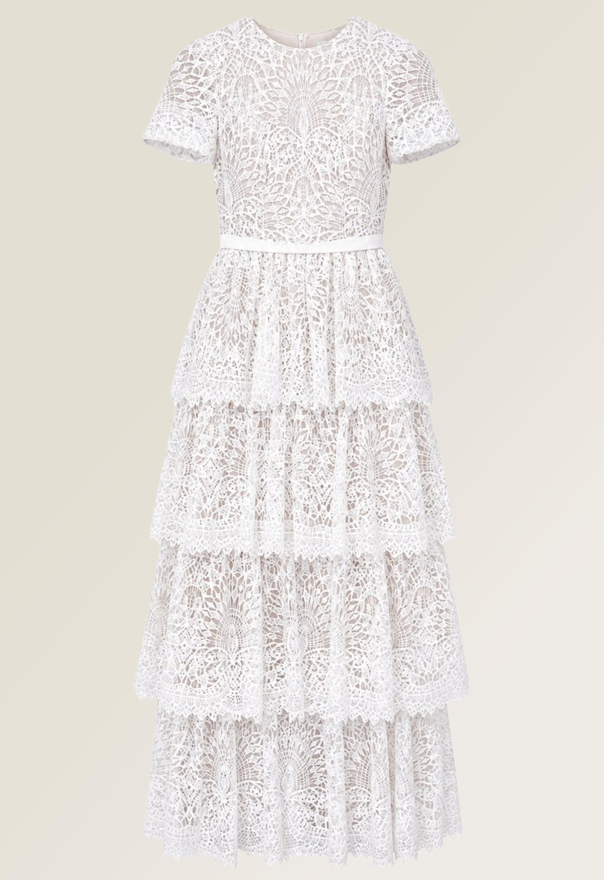 Ivory Romance Tiered Lace Dress