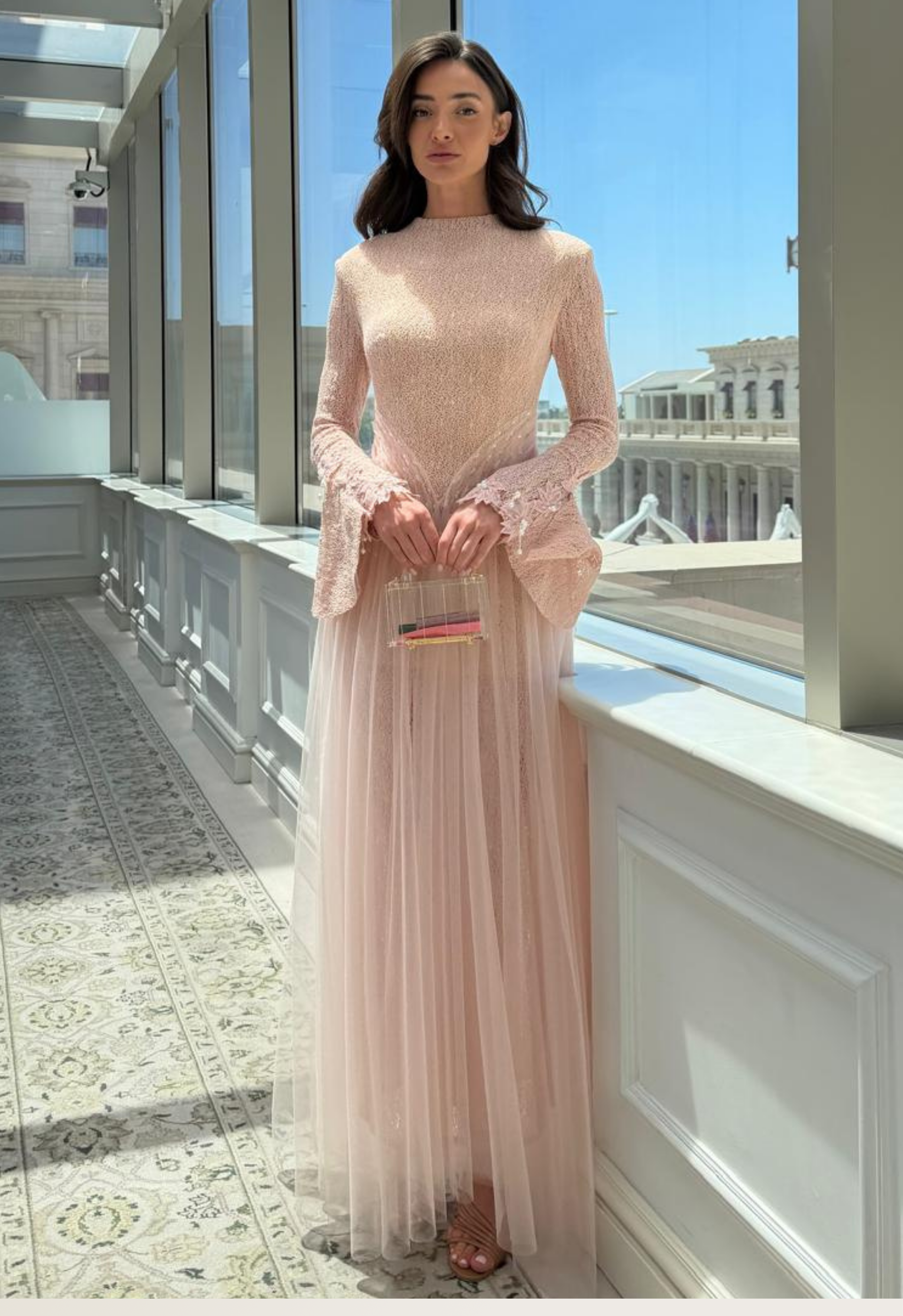 High Neck Draped Hip Gown