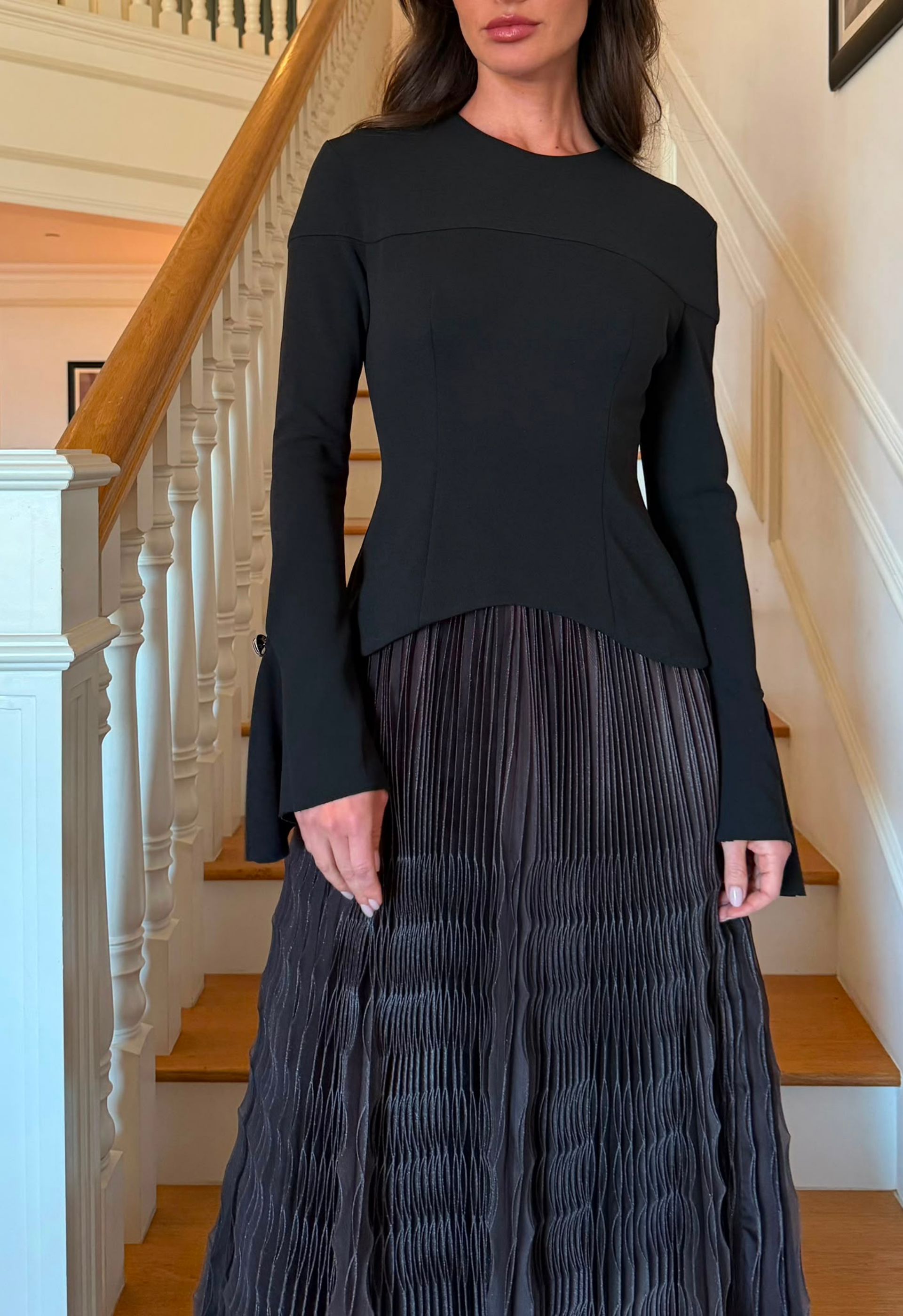 Black Ombre Pleated Dress