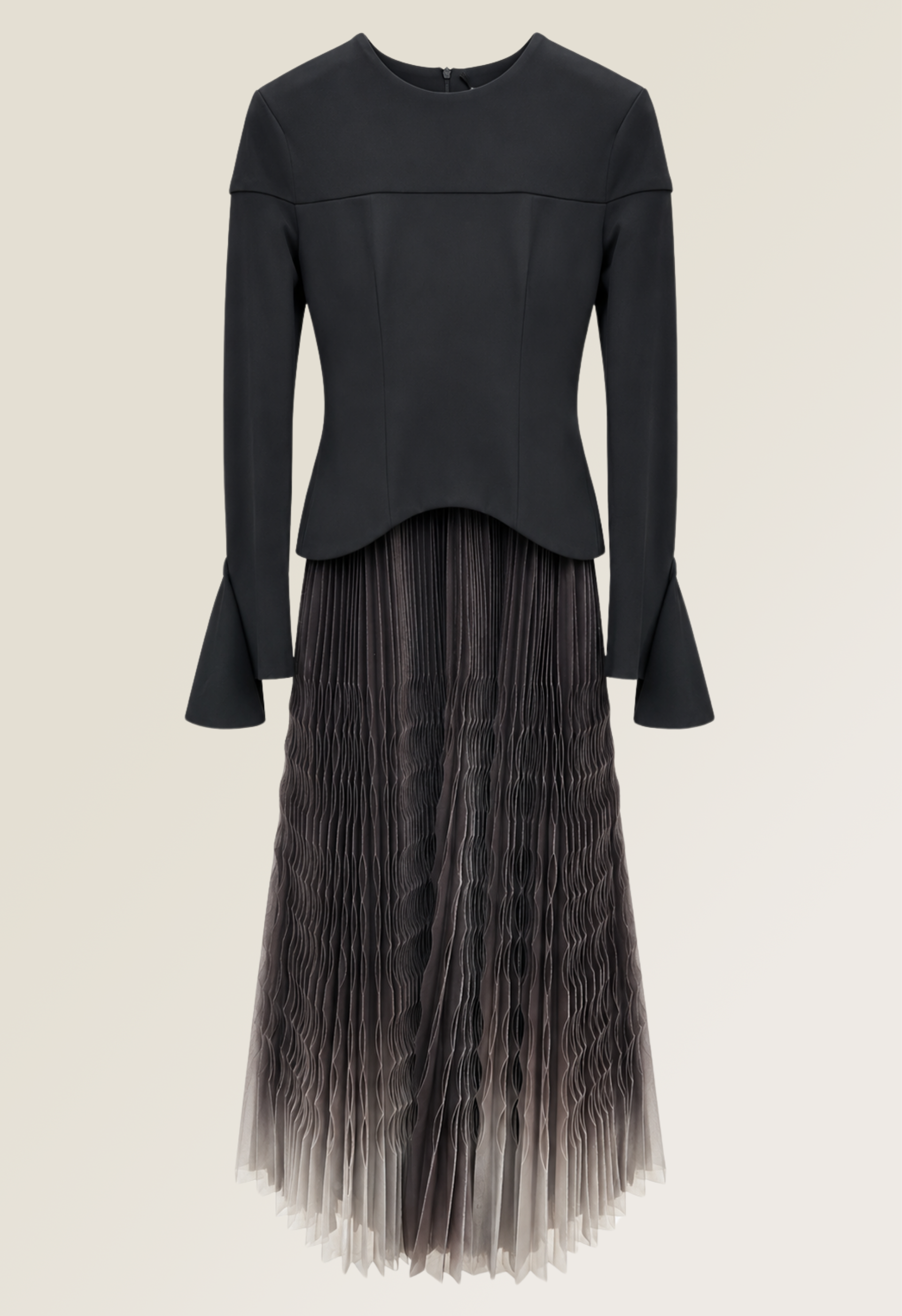 Black Ombre Pleated Dress