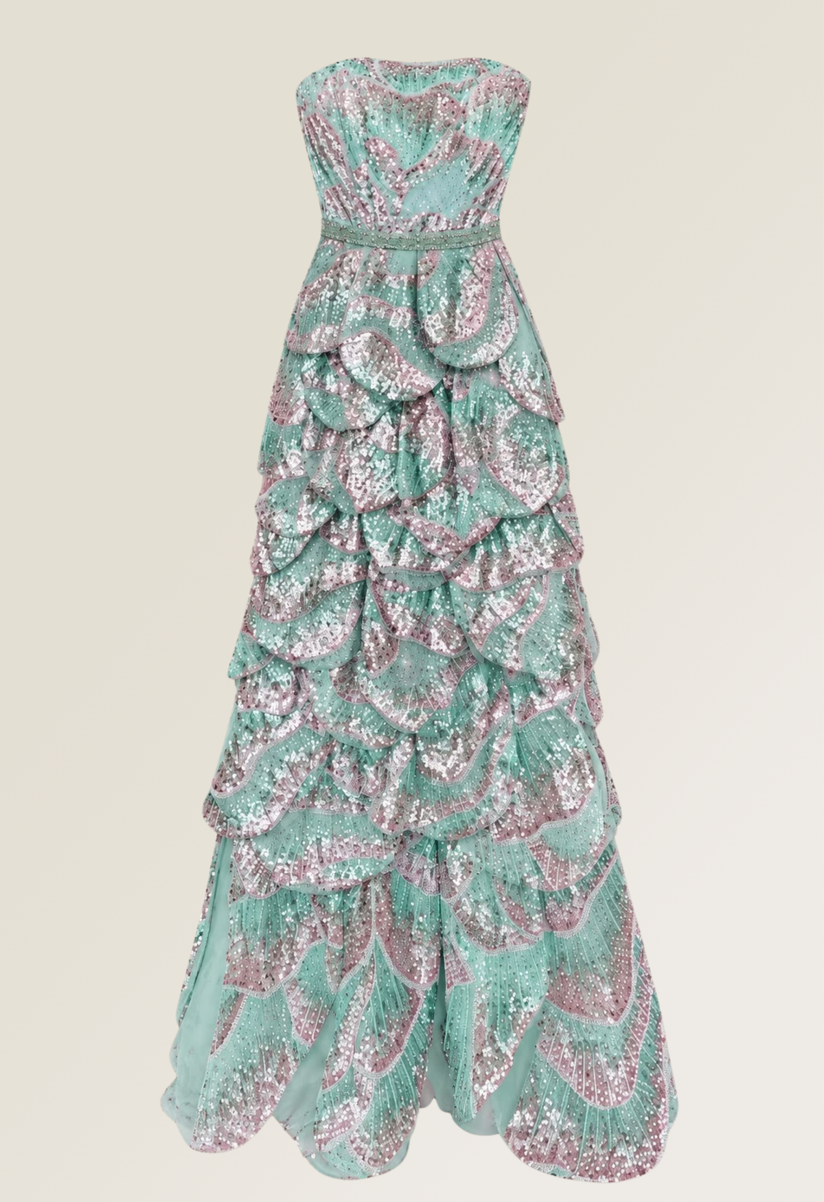 Aqua Celestia Ruffle Gown