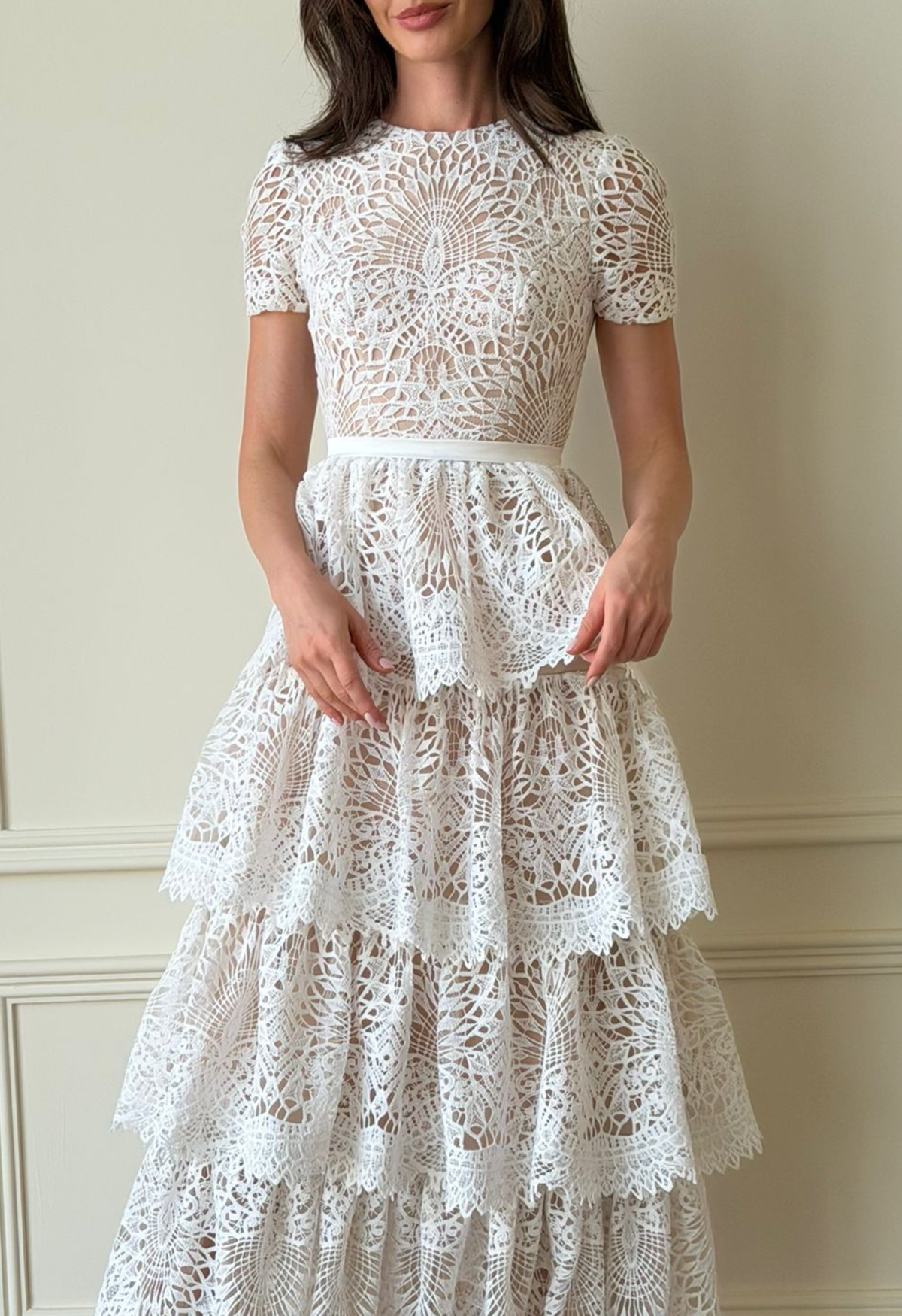 Ivory Romance Tiered Lace Dress – Ortensia