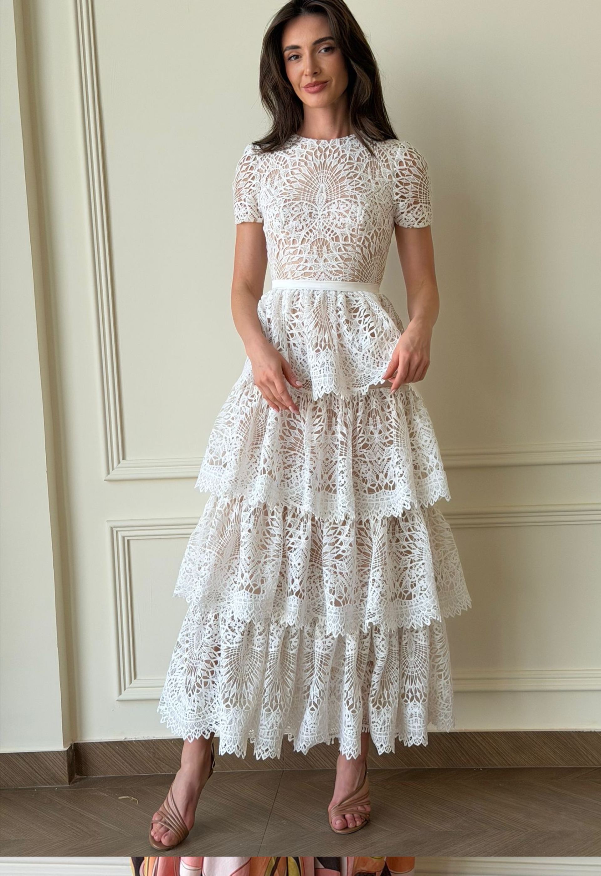 Ivory Romance Tiered Lace Dress