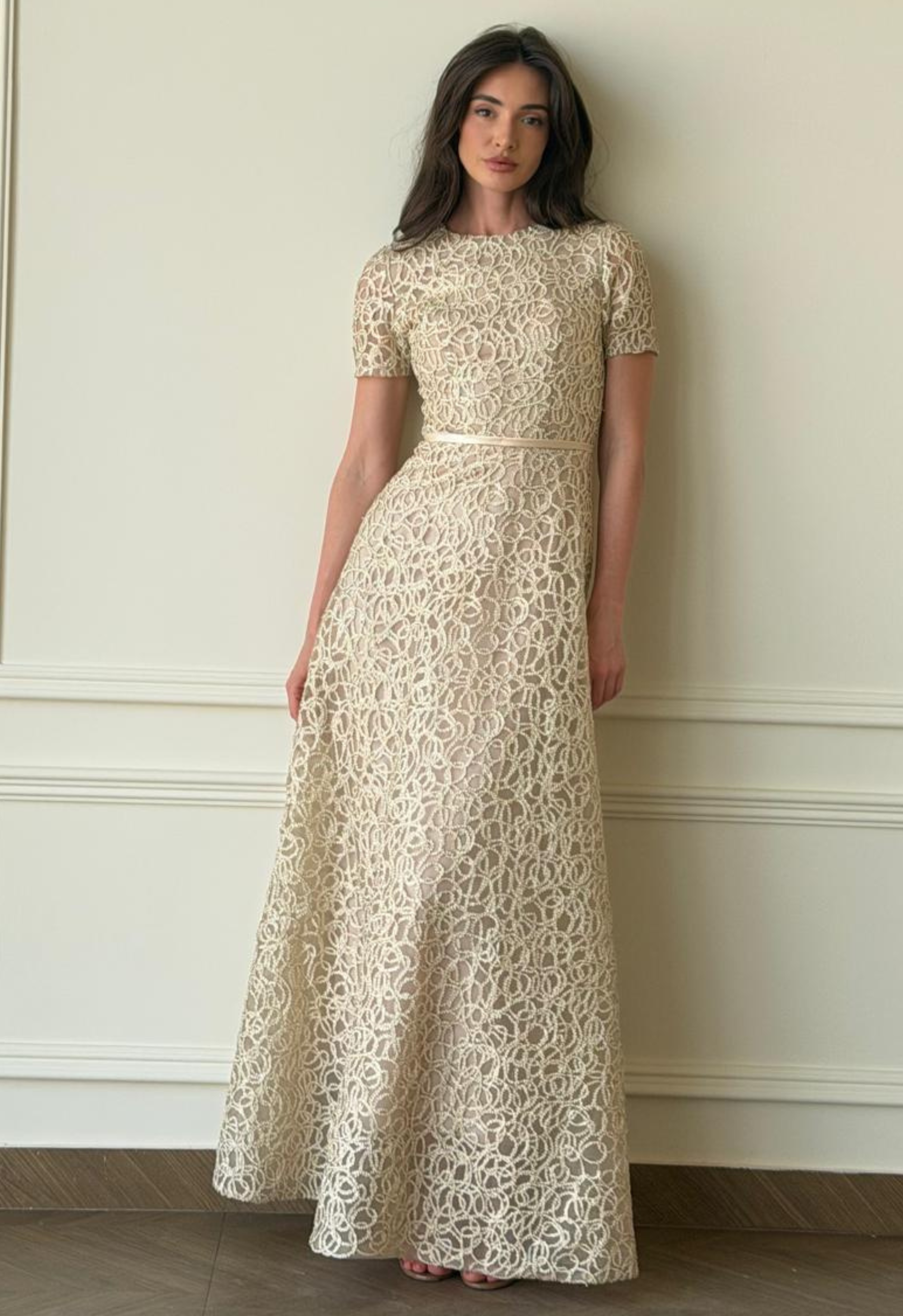 Classic Gold Lace Gown