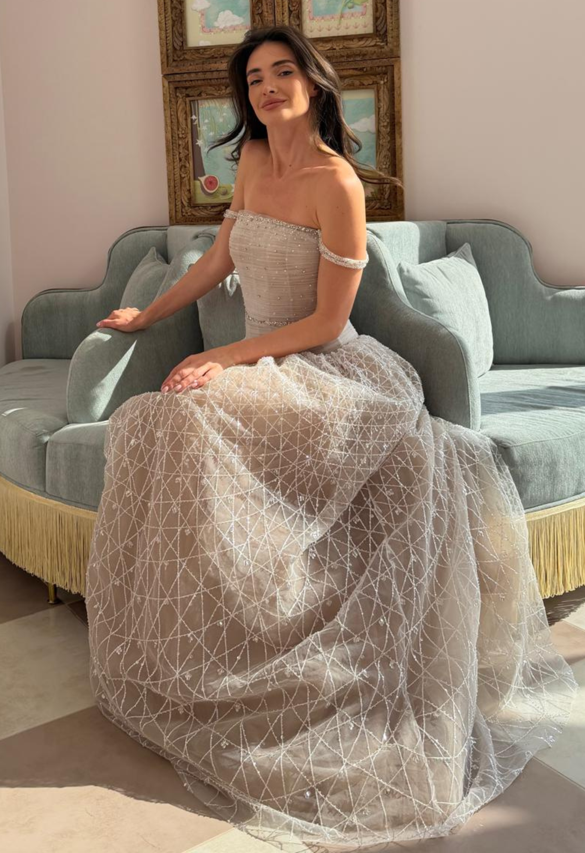 Beaded Tulle Gown