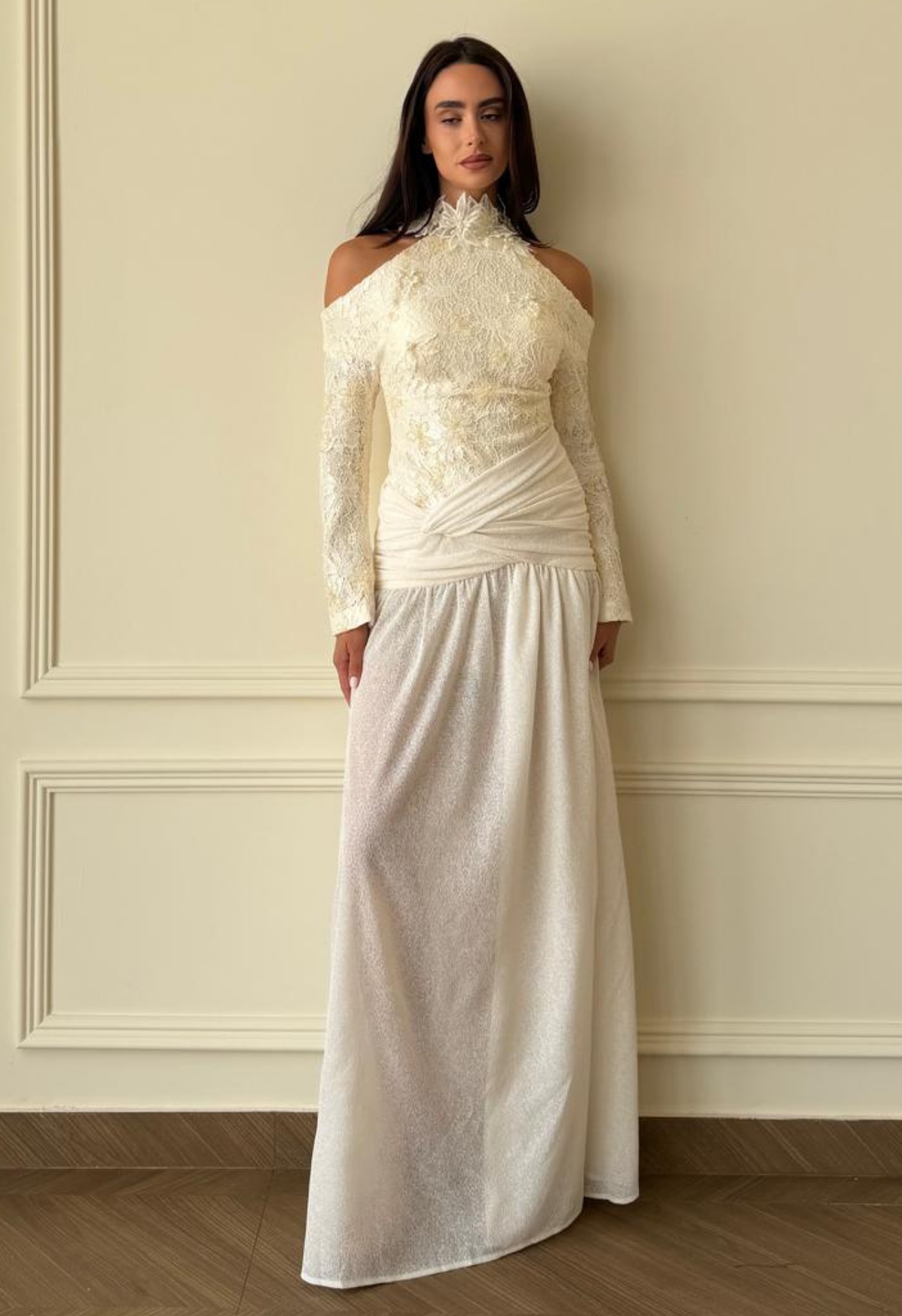 Floral Halter Evening Gown