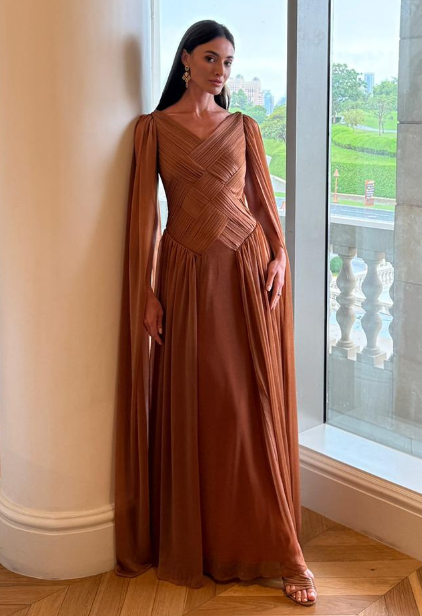 Tessa Brown Chiffon Dress