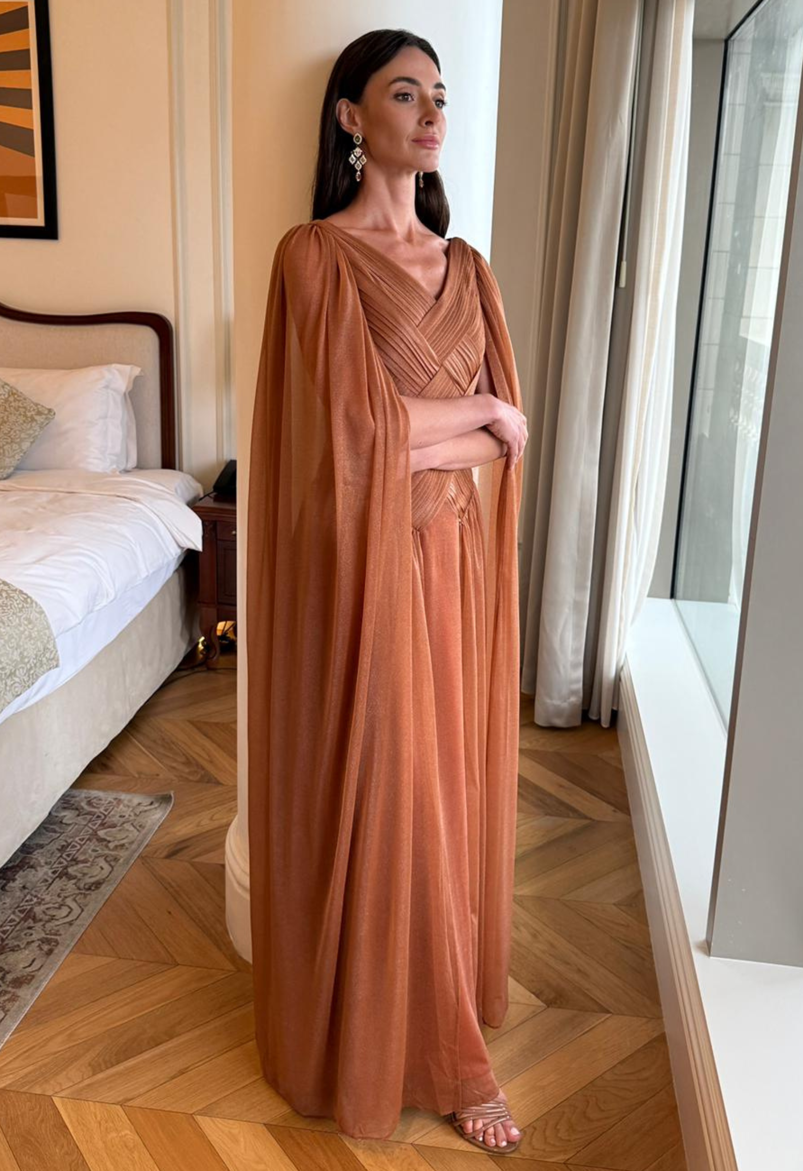 Tessa Brown Chiffon Dress