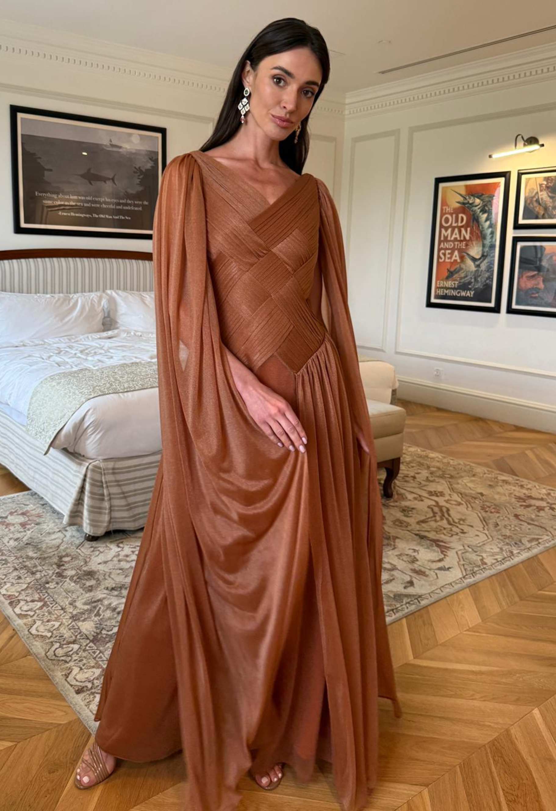 Tessa Brown Chiffon Dress