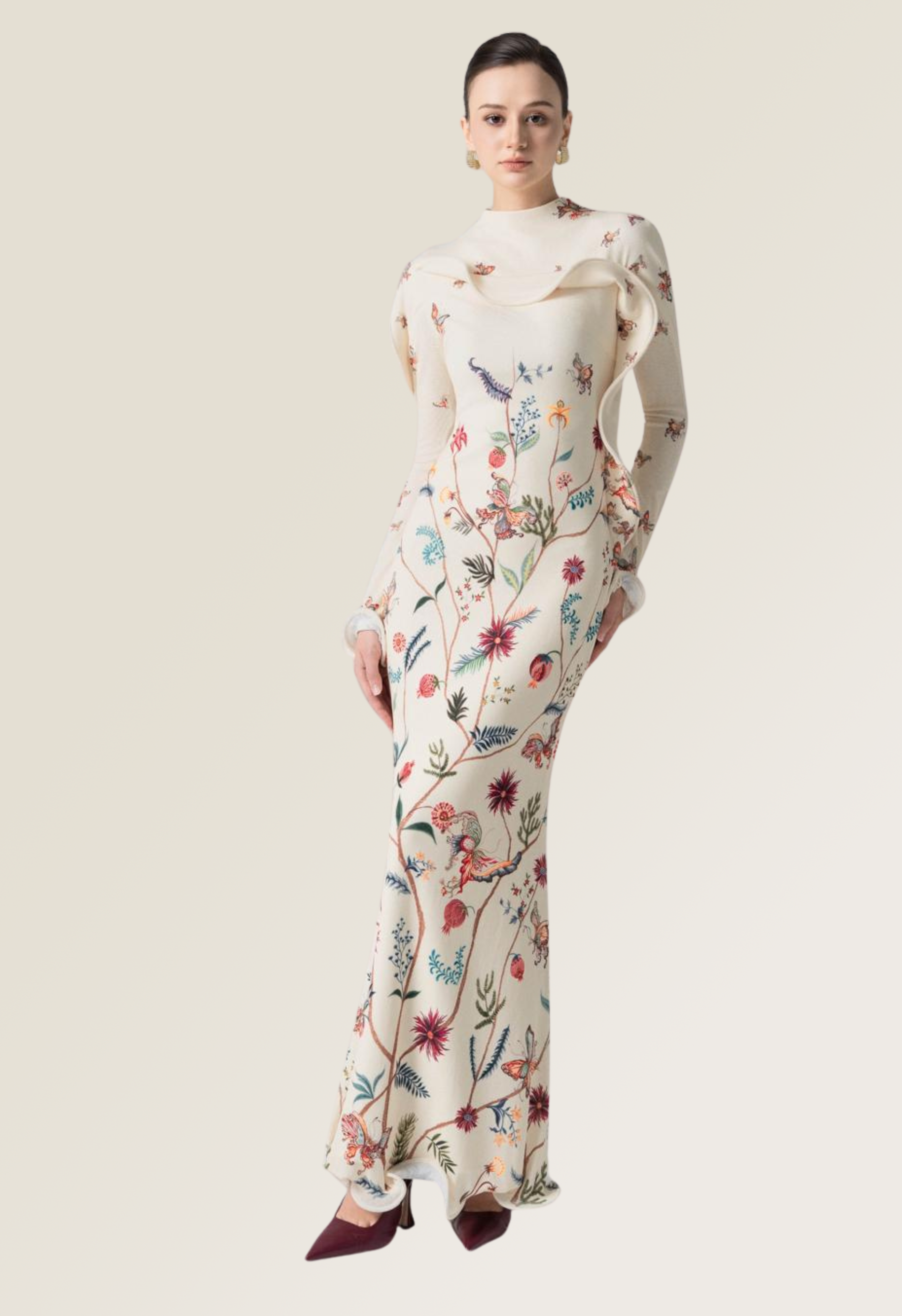 Starfall Bloom Fishtail Dress in Cannoli cream