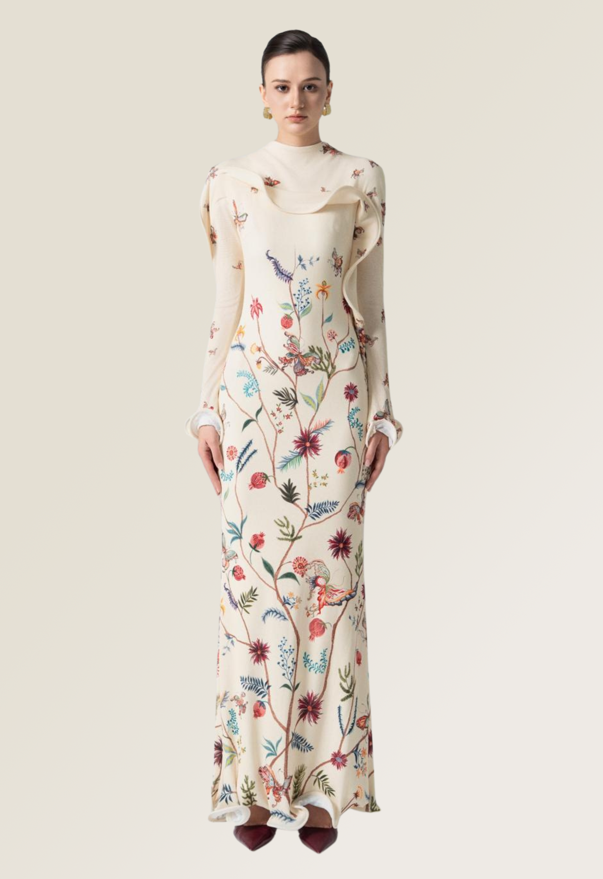 Starfall Bloom Fishtail Dress in Cannoli cream