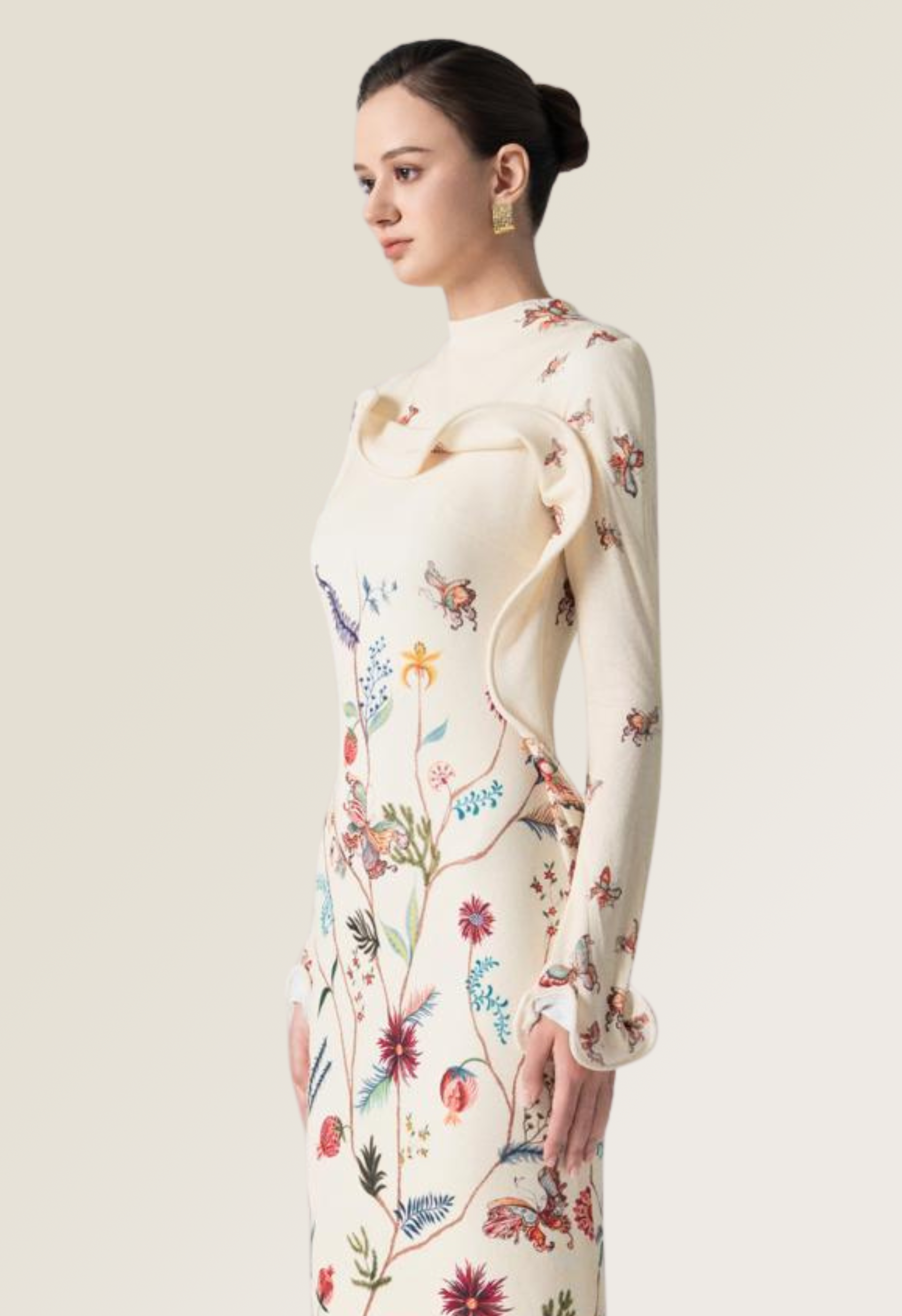 Starfall Bloom Fishtail Dress in Cannoli cream