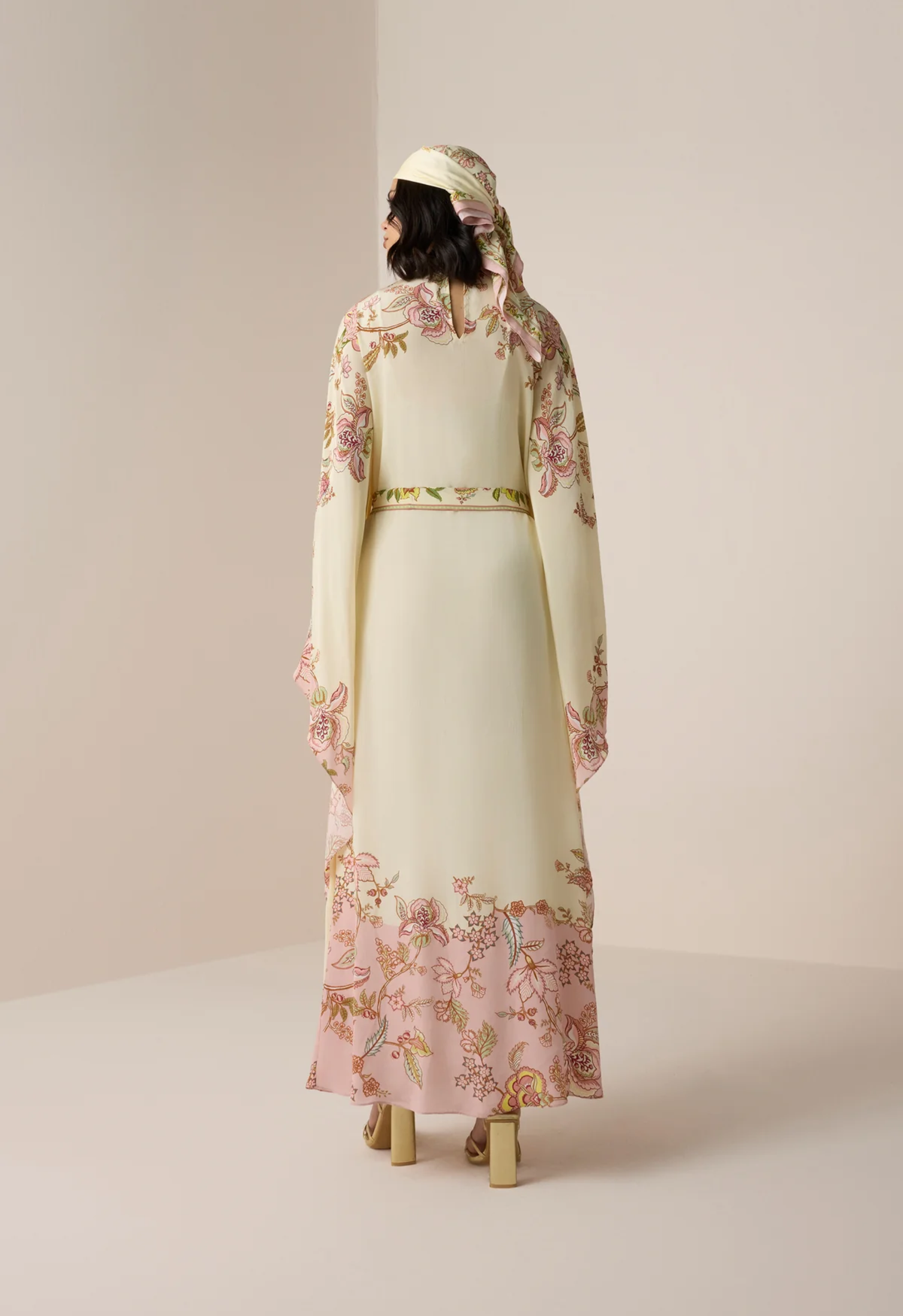 Pink Natural Crepe Maxi Kaftan