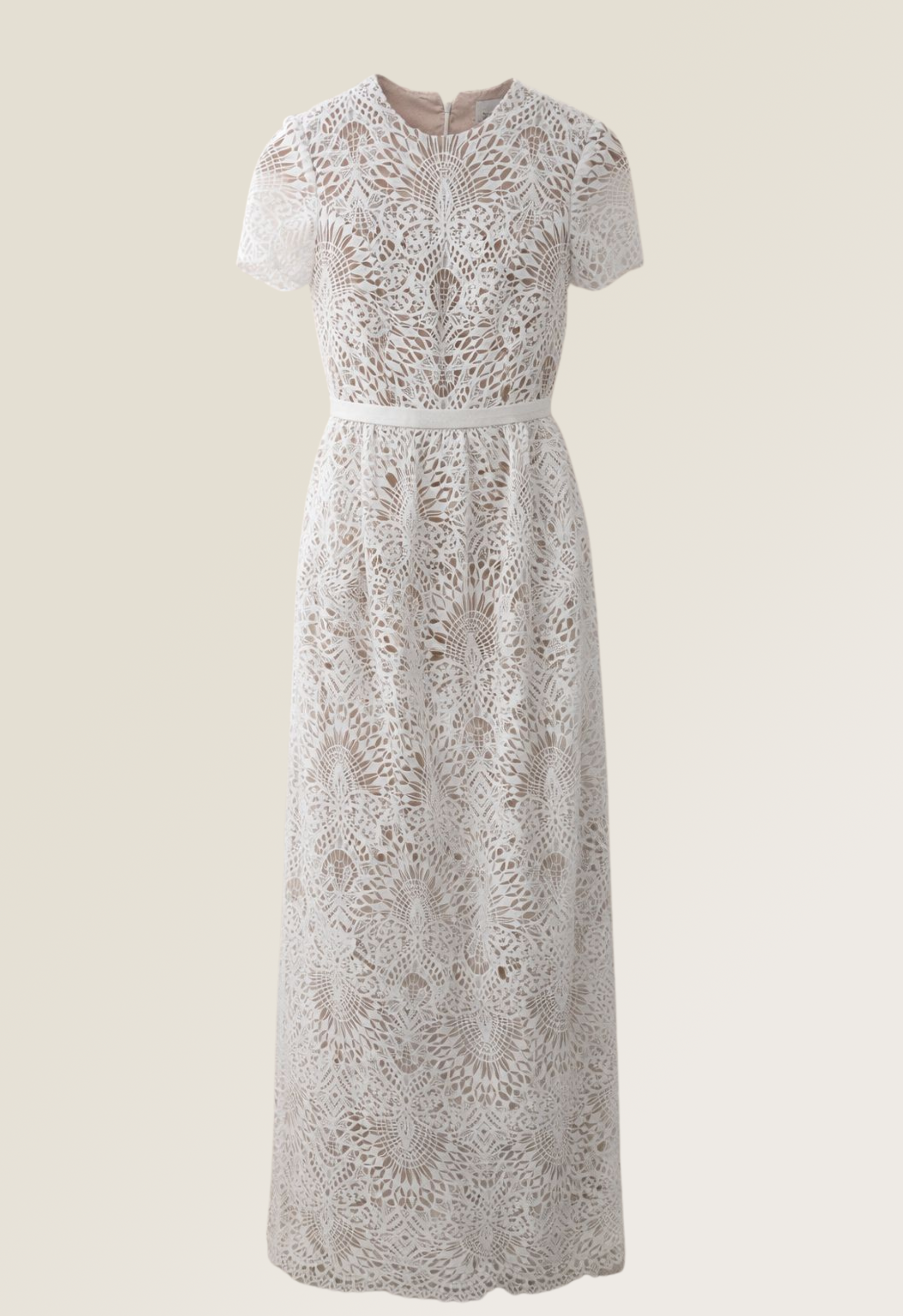 White Crochet Lace Midi Dress