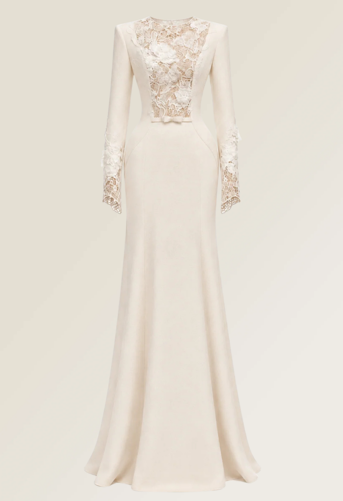 High Neck Lace Dress in Cream