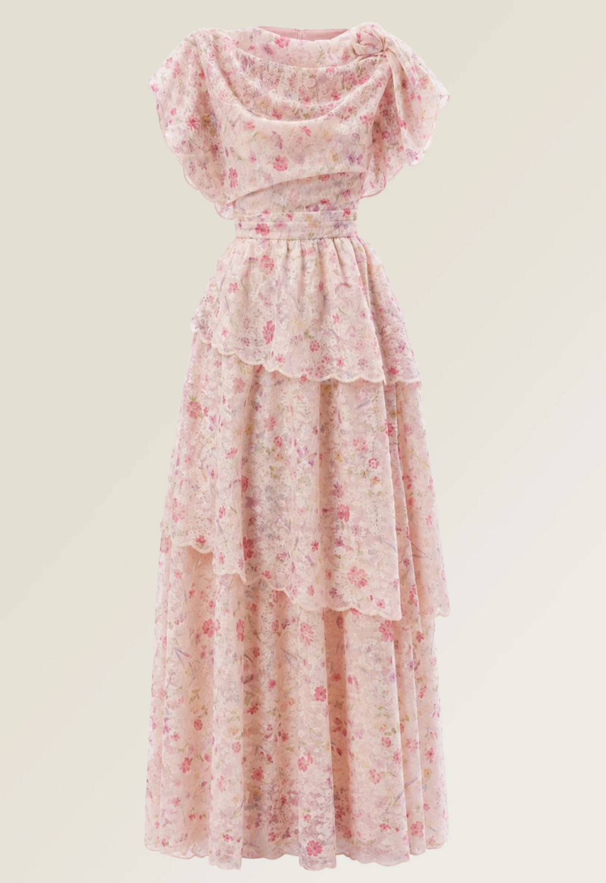 Floral Tiered Maxi Dress in Rose Water