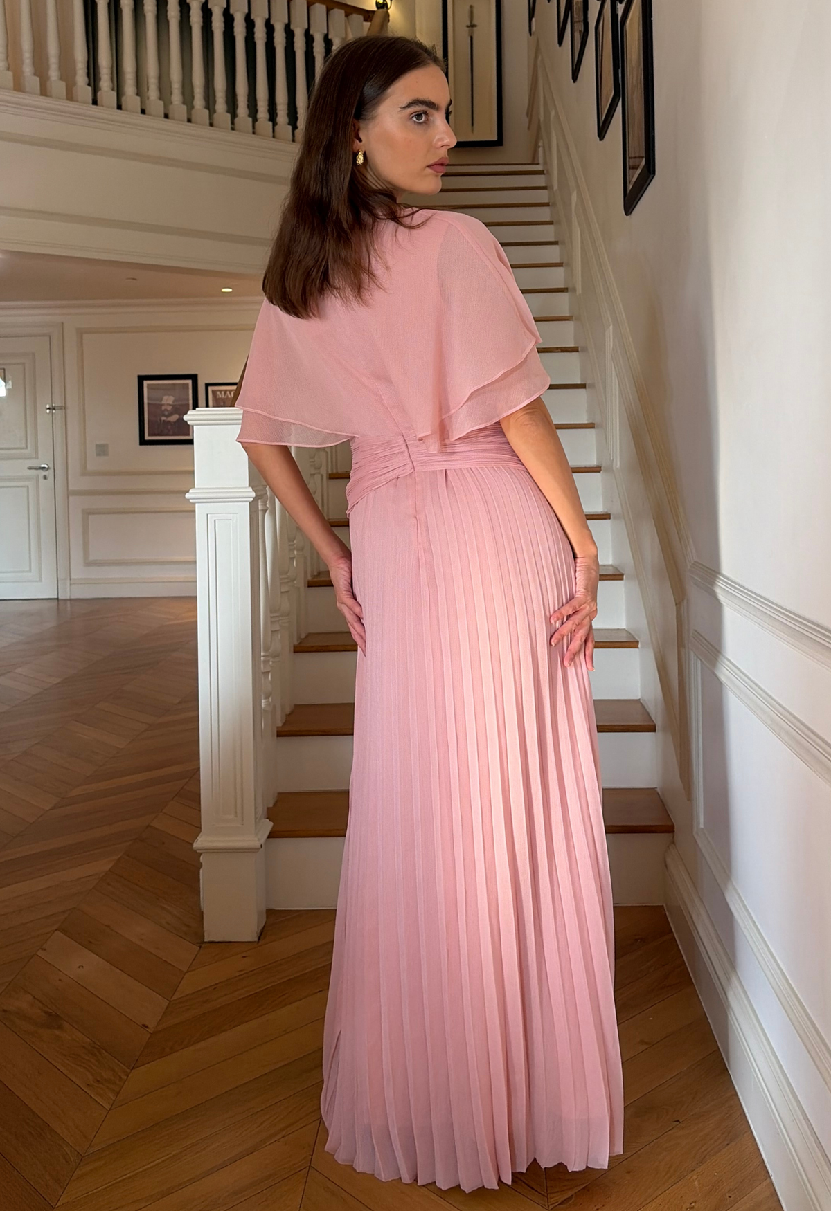 Pleated Chiffon Maxi Dress