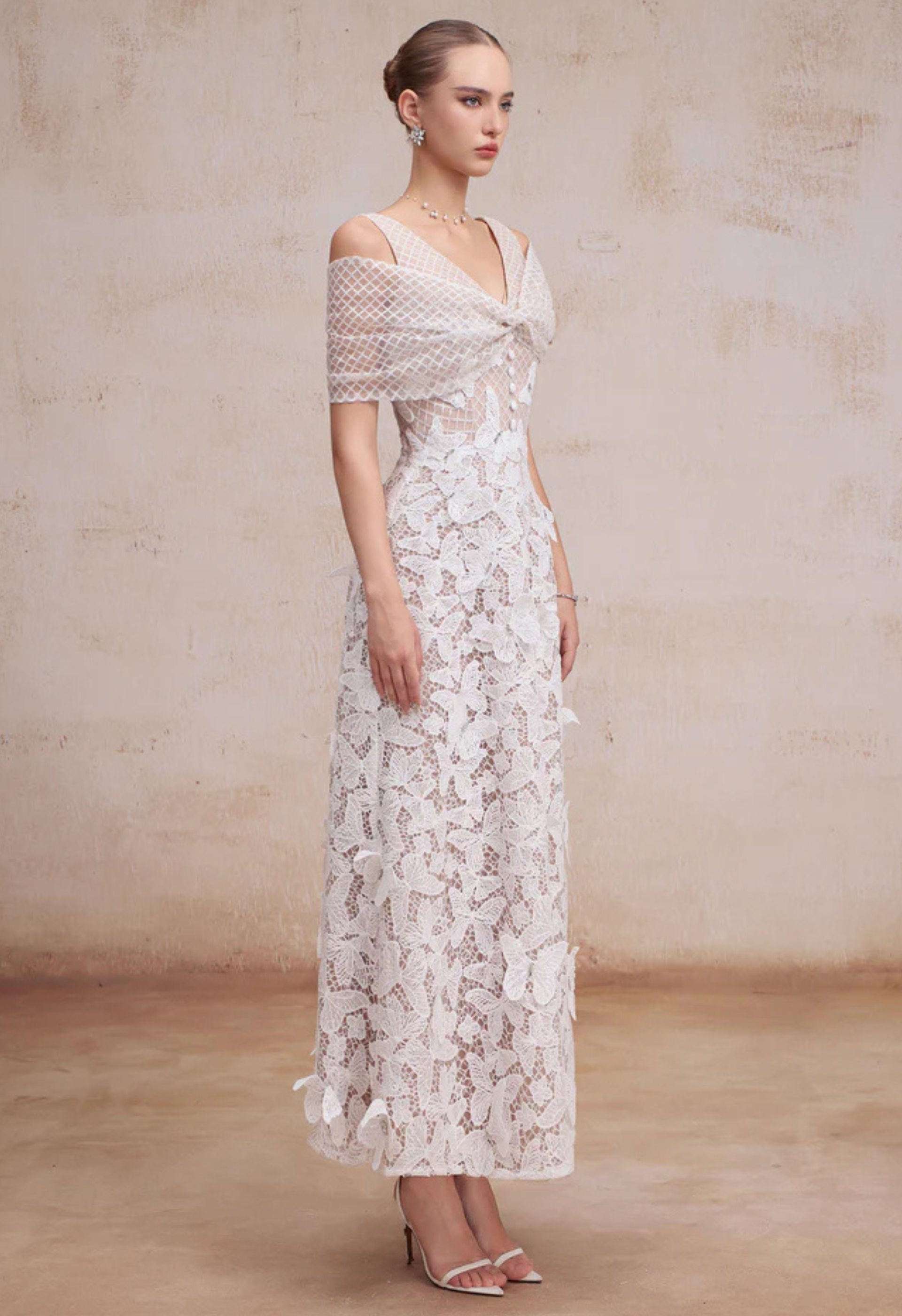 Juliet Dress with Off-shoulder Shawl