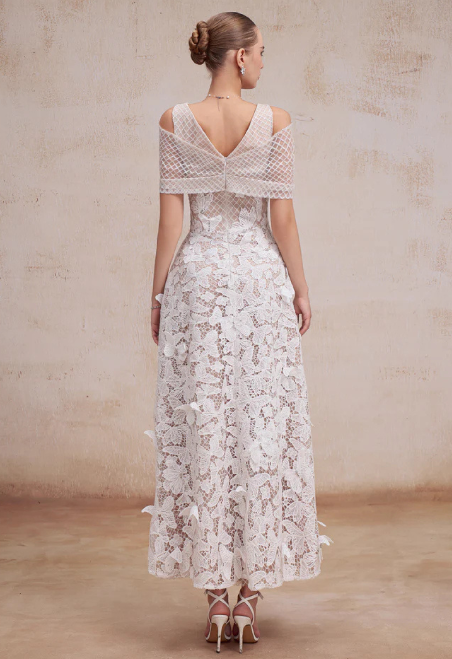 Juliet Dress with Off-shoulder Shawl