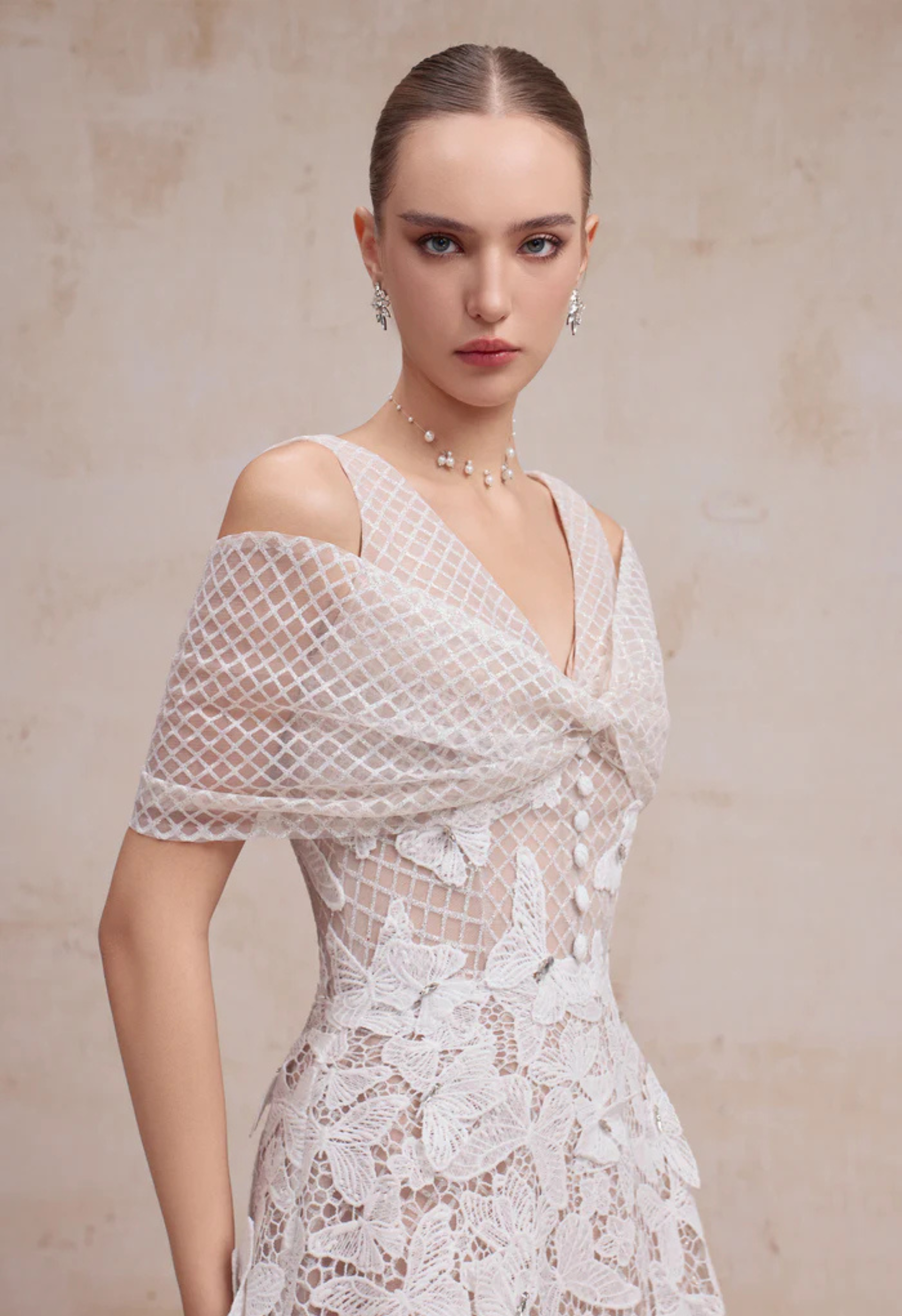 Juliet Dress with Off-shoulder Shawl