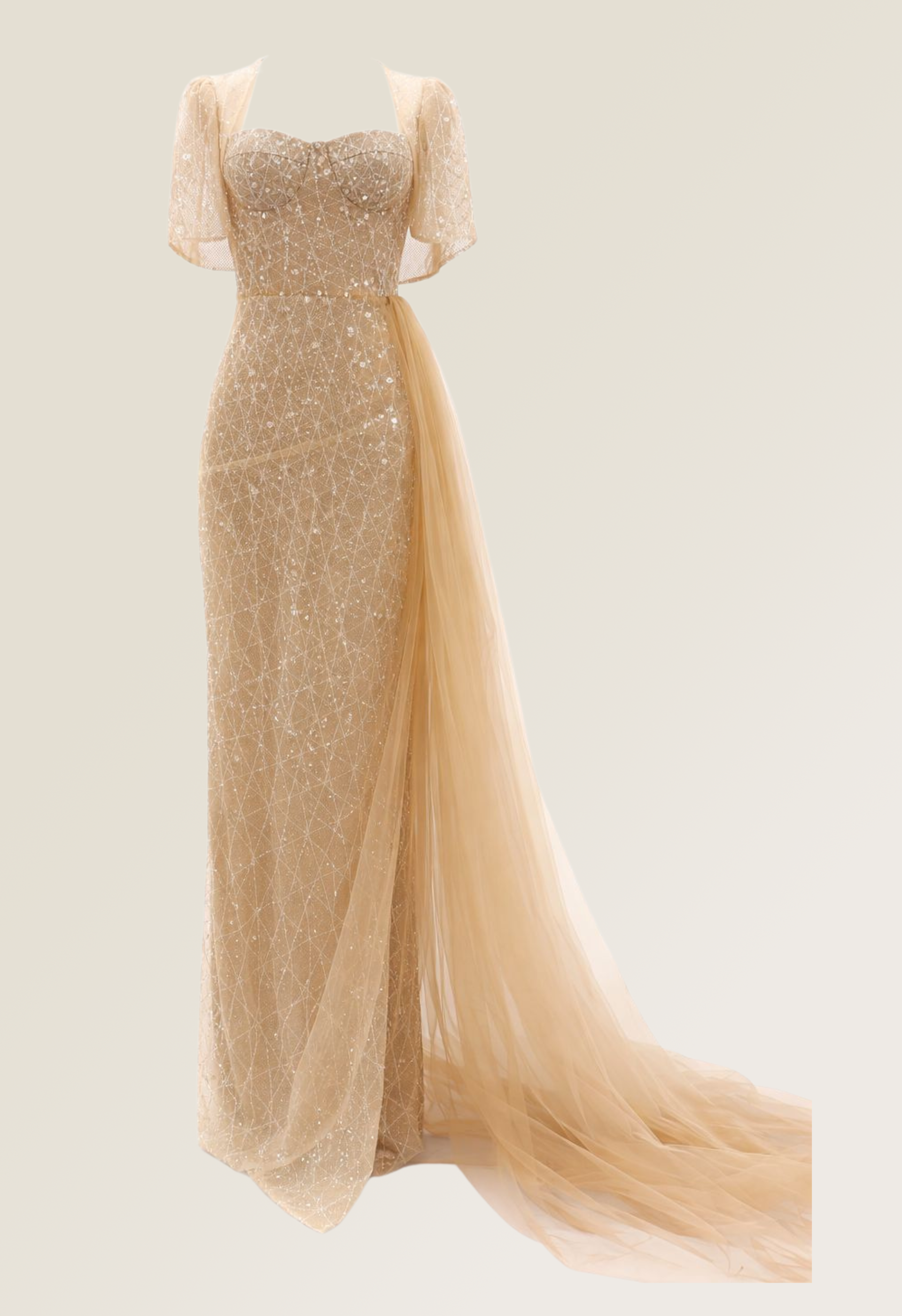 Lyrixa Gold Dress with Cape