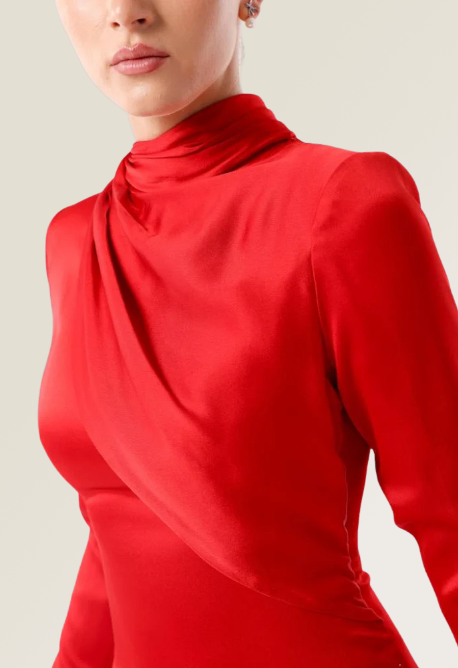 Red Silk Crepe Gown