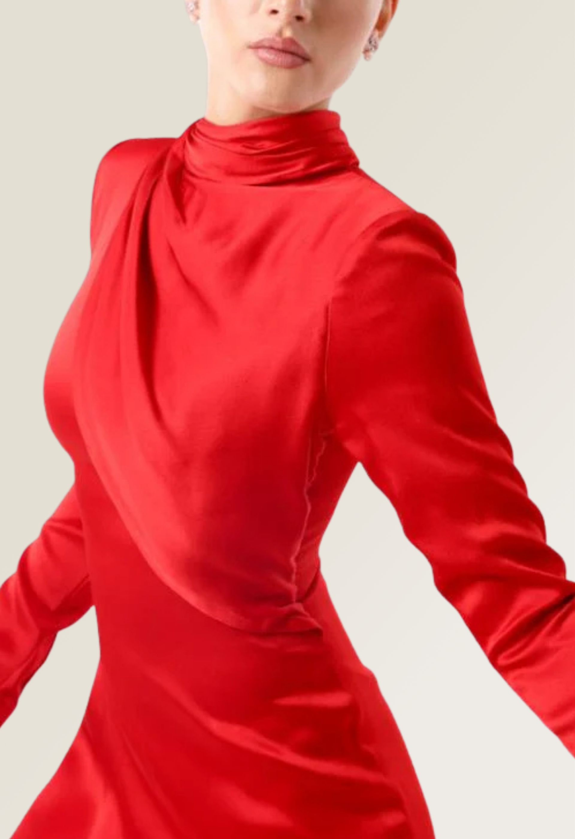 Red Silk Crepe Gown