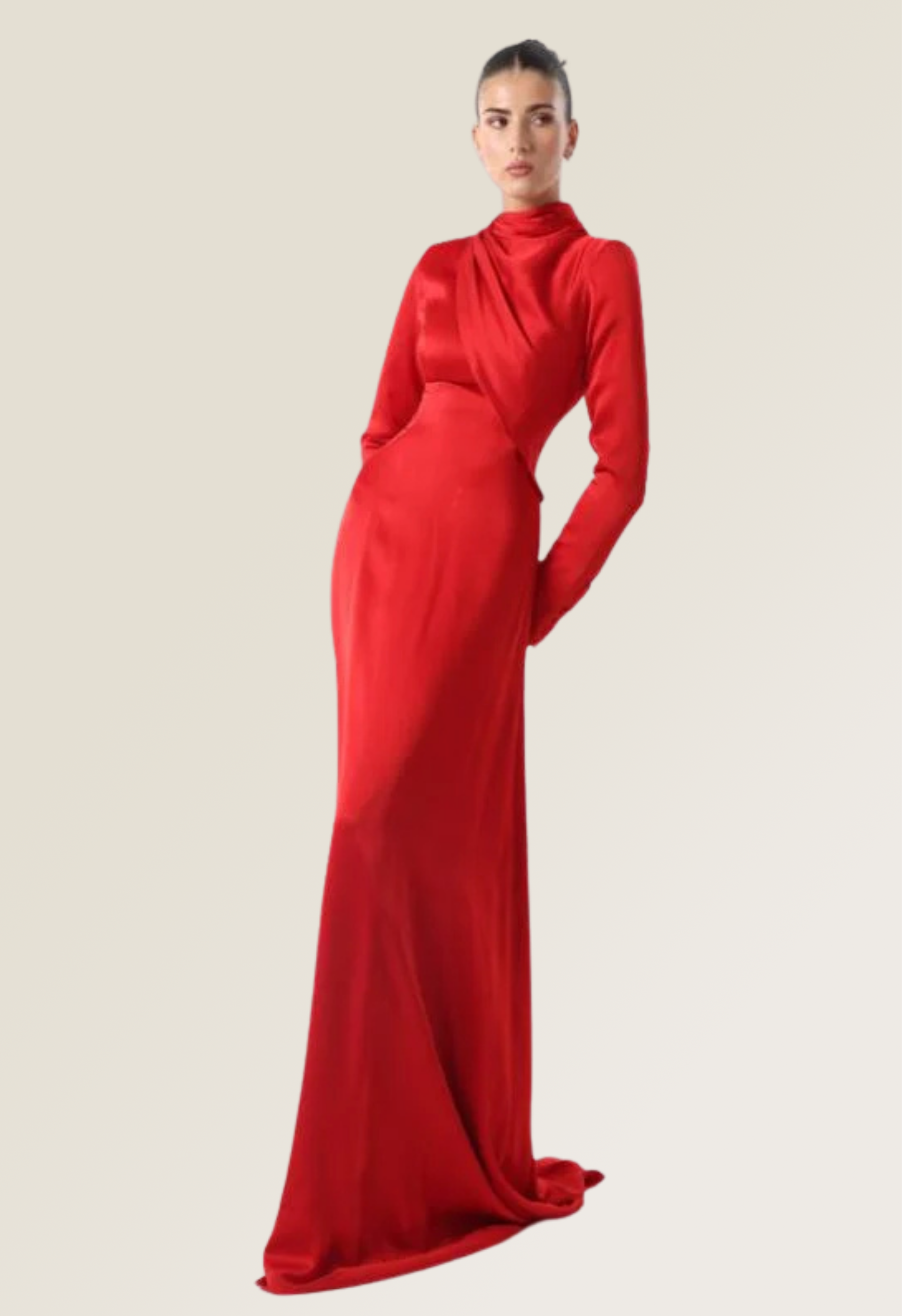 Red Silk Crepe Gown