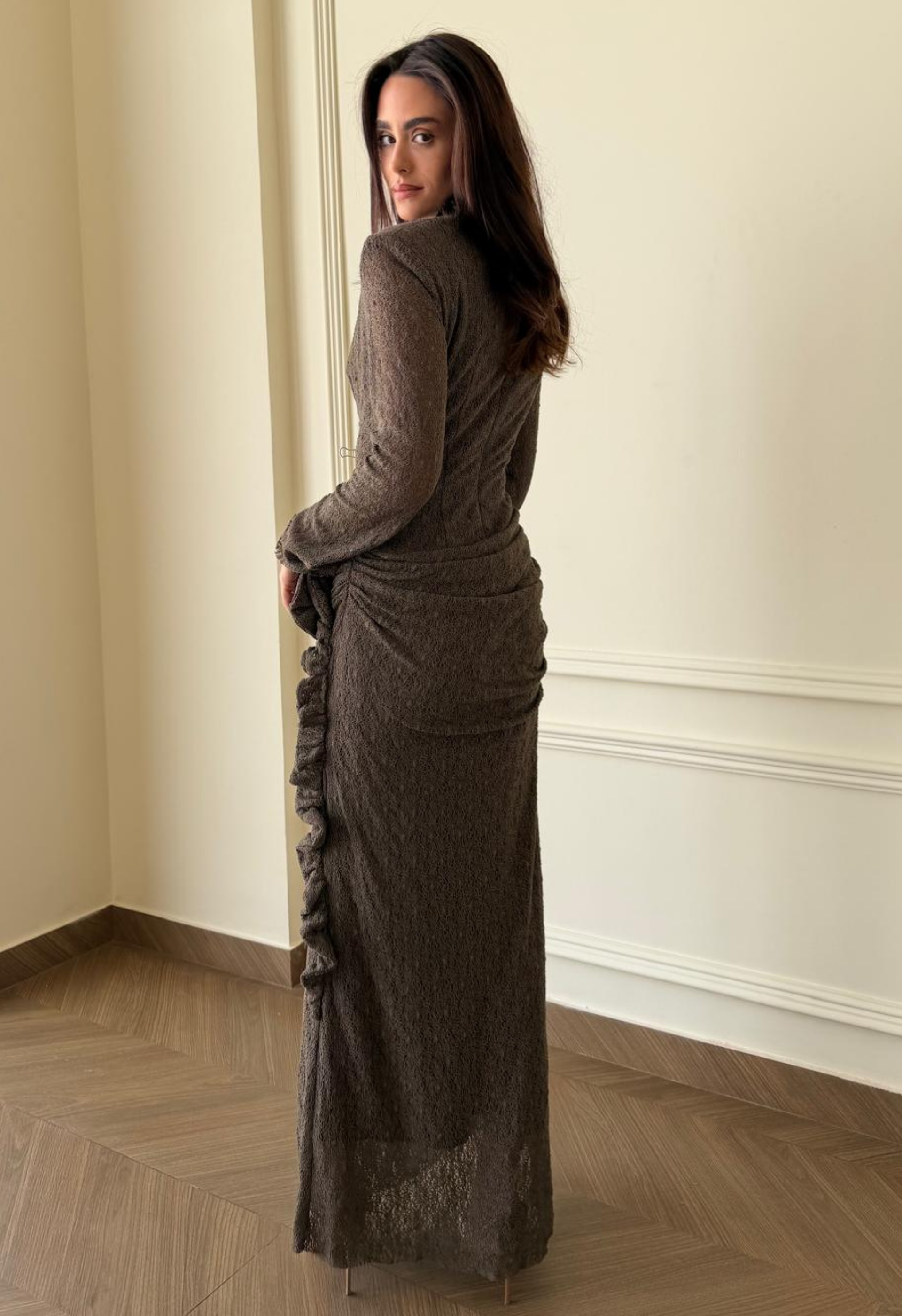 Sheer Lace Evening Gown