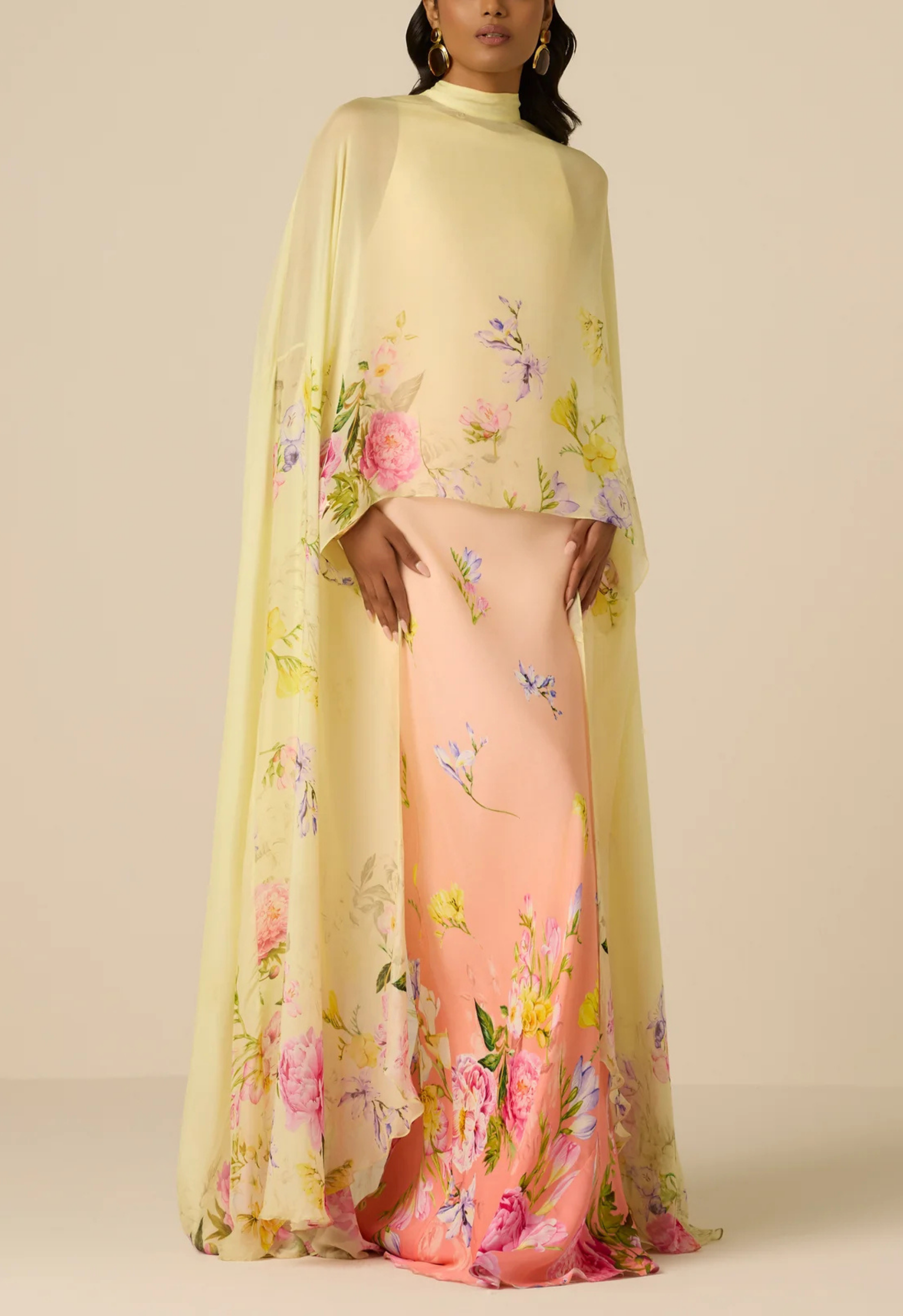 Avya High-Low Cape Dress
