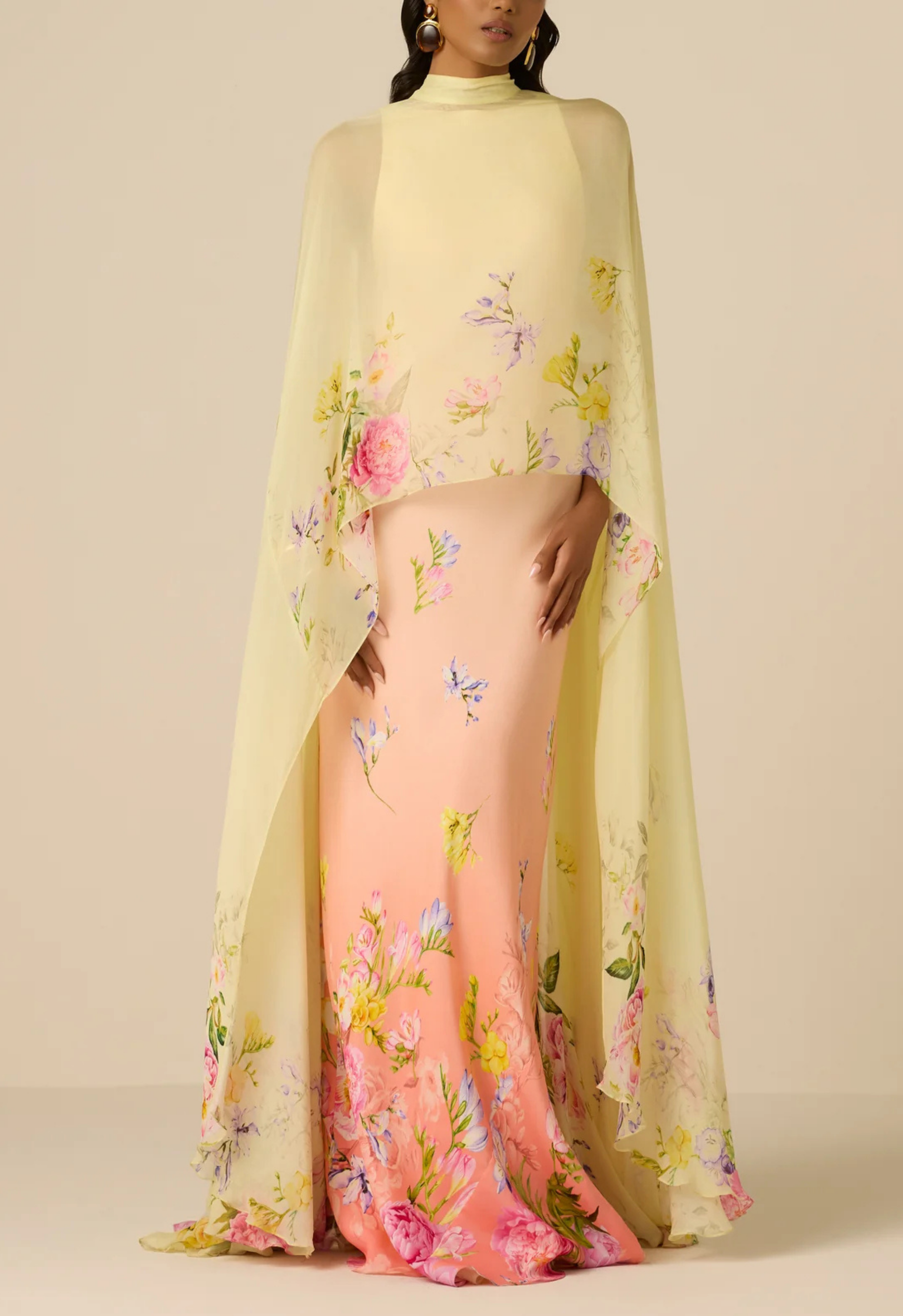 Avya High-Low Cape Dress