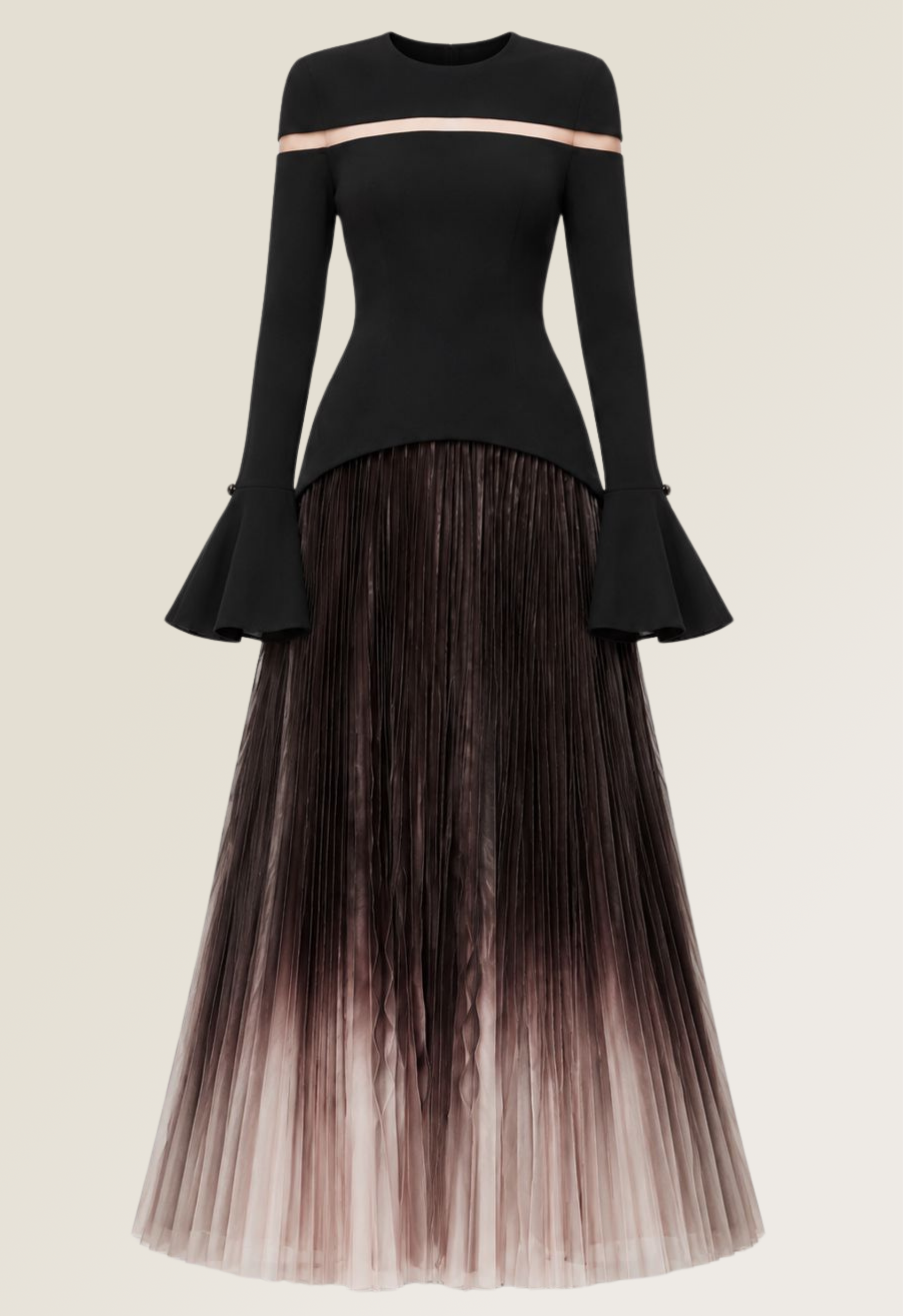 Black Ombre Pleated Dress