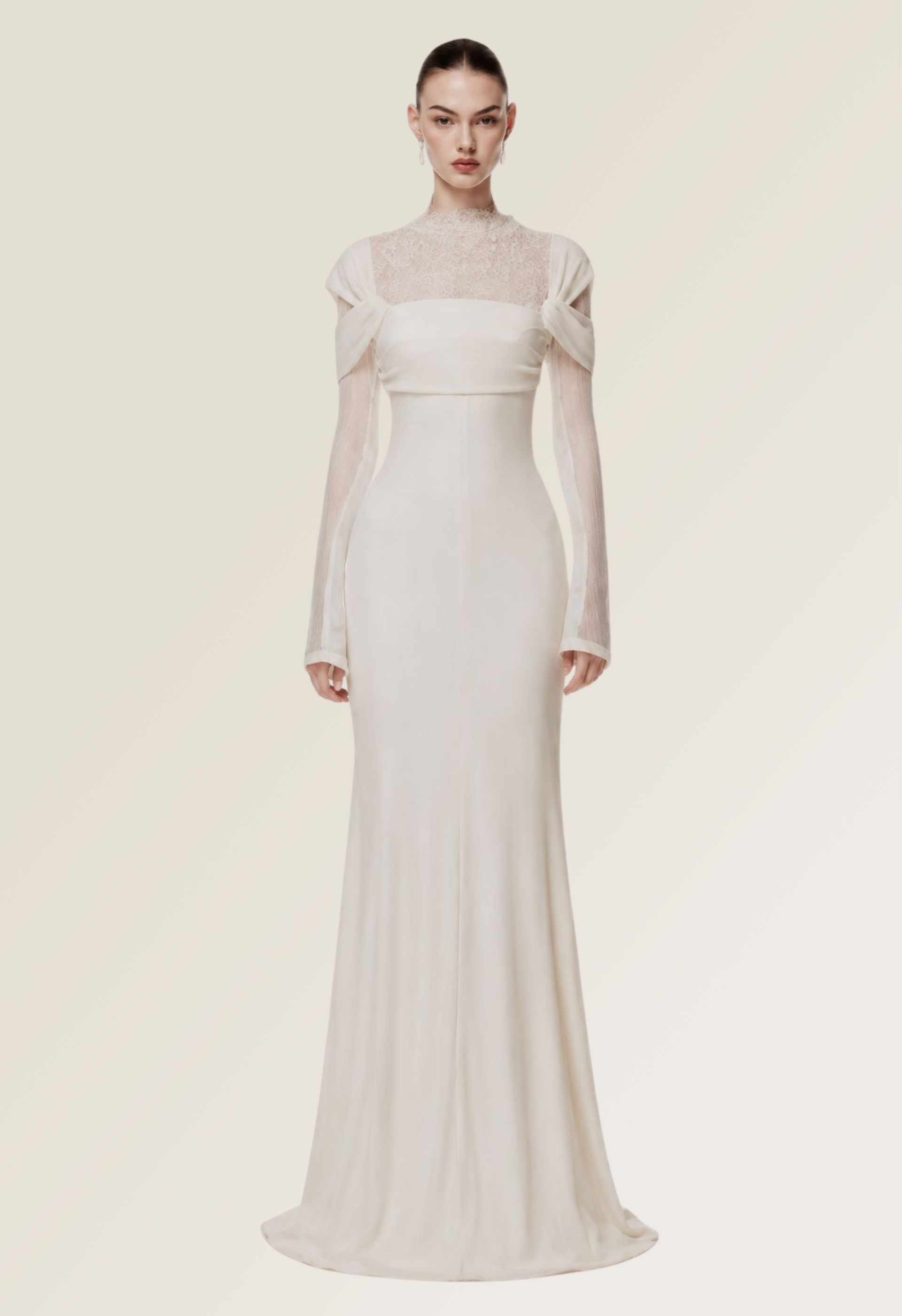 High Neckline Lace Mermaid Gown