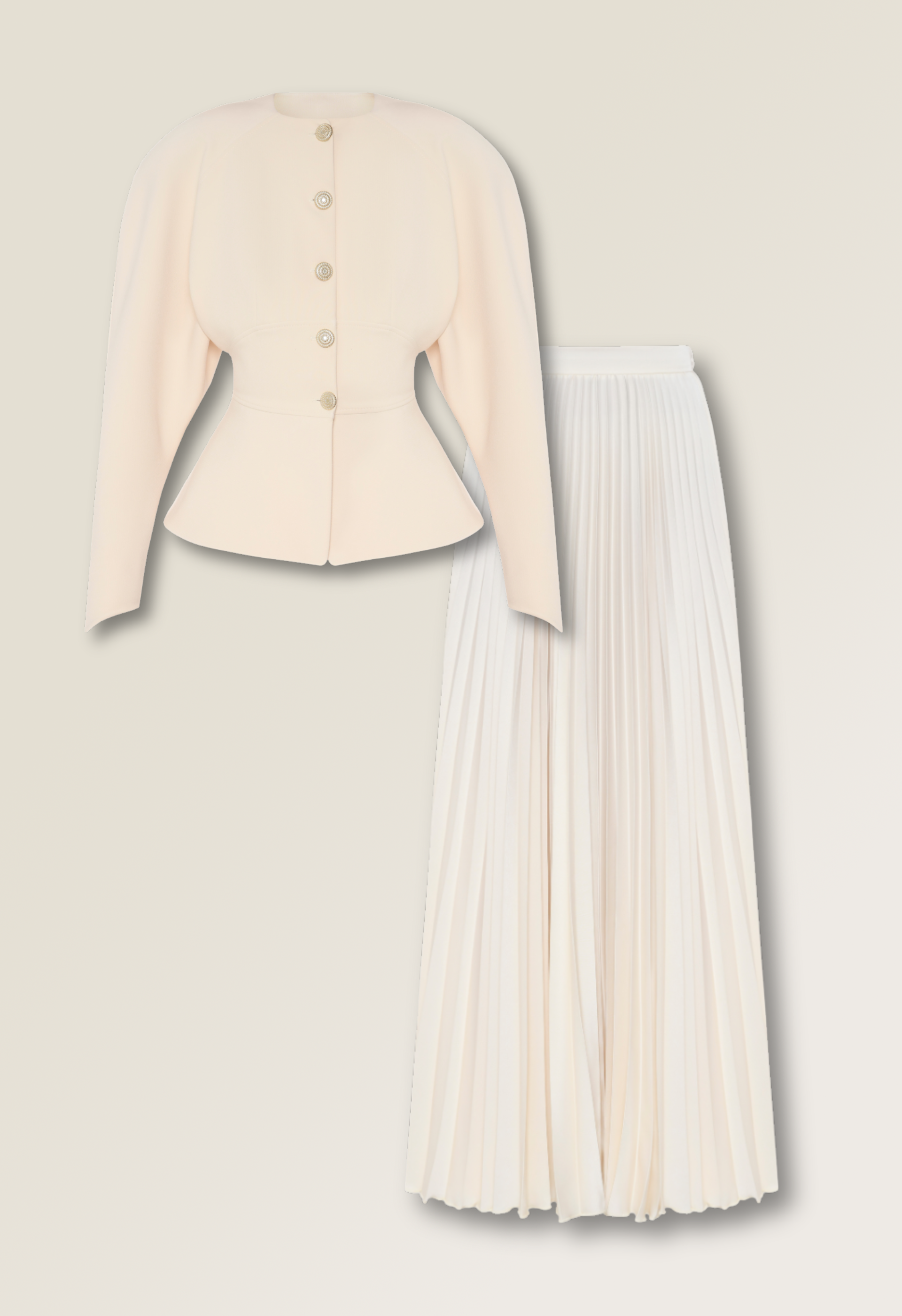 Pleated Set in Beige