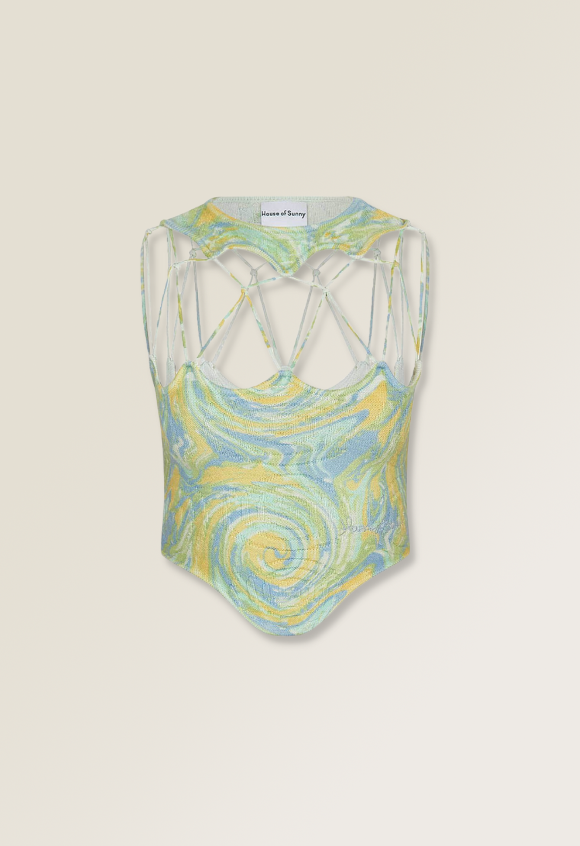 قميص محبوك بلوني الأصفر الأخضر