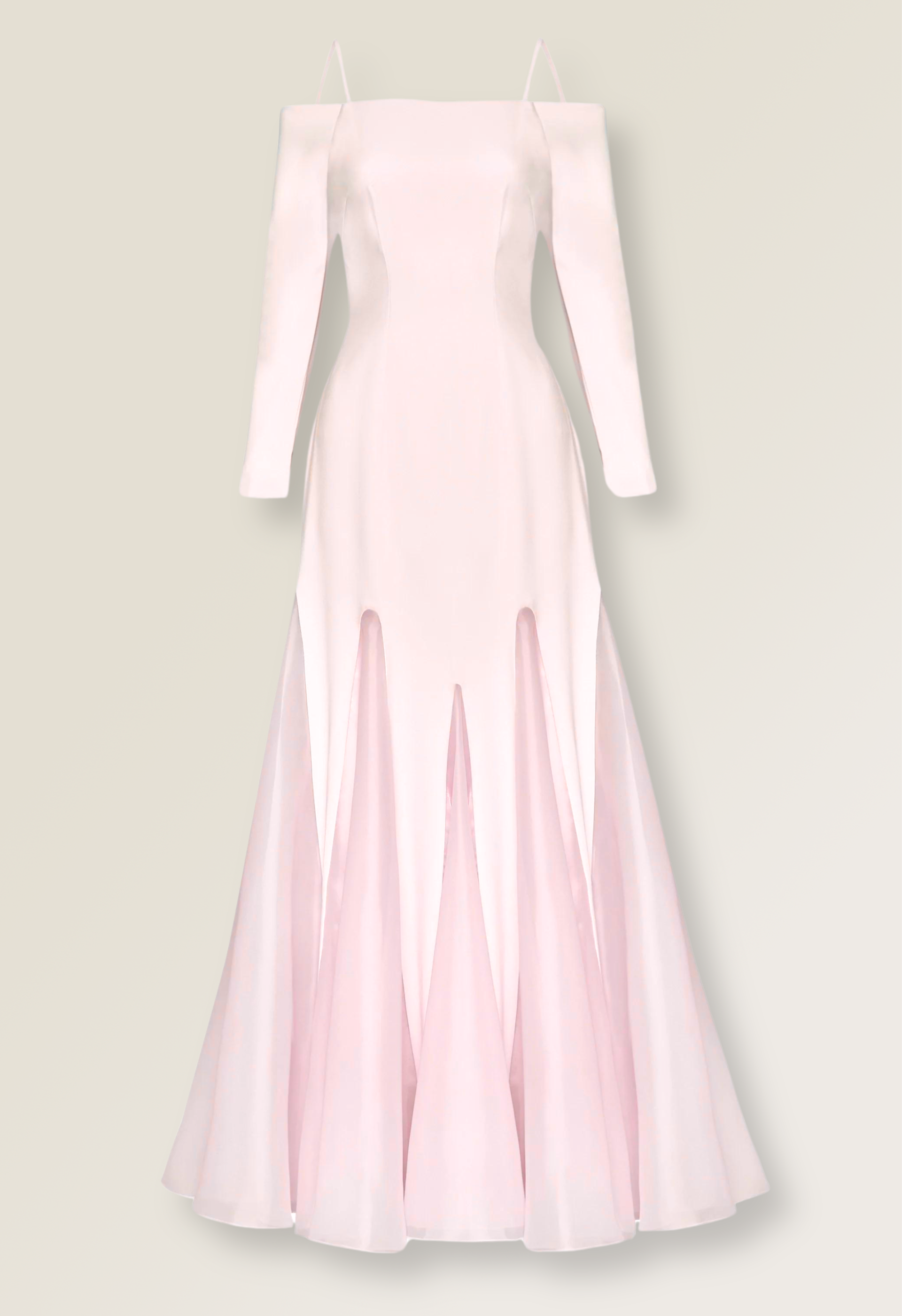 Cold shoulder gown with organza